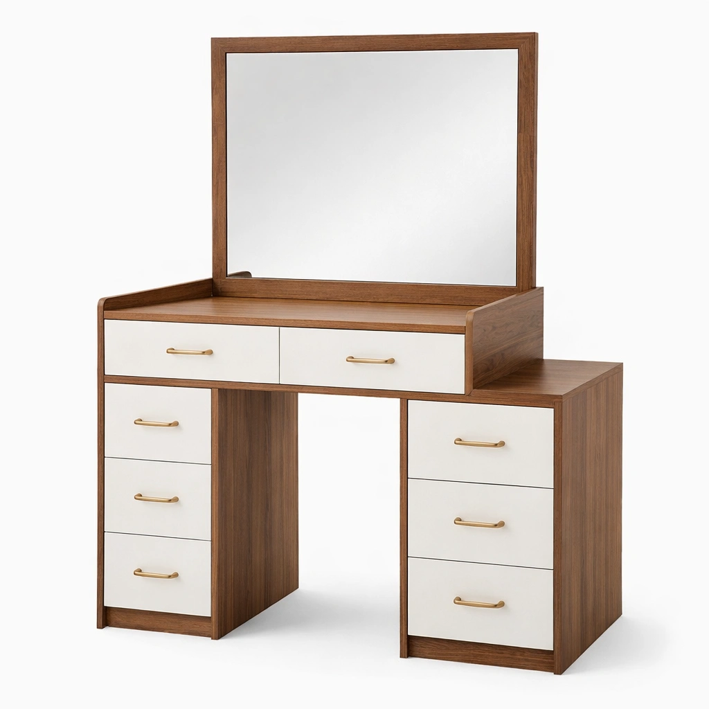 Schminktisch Holz mit Spiegel und Schubladen-NESTAMBIENCE