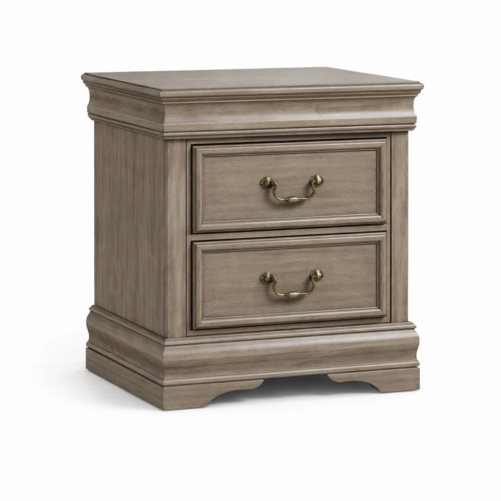 Nachttisch Holz Braun mit 2 Schubladen-NESTHARMONIC