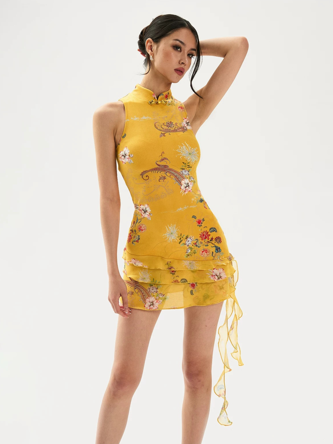 Chinese-style Slim-fit Mandarin Collar QiPao Mini Dress