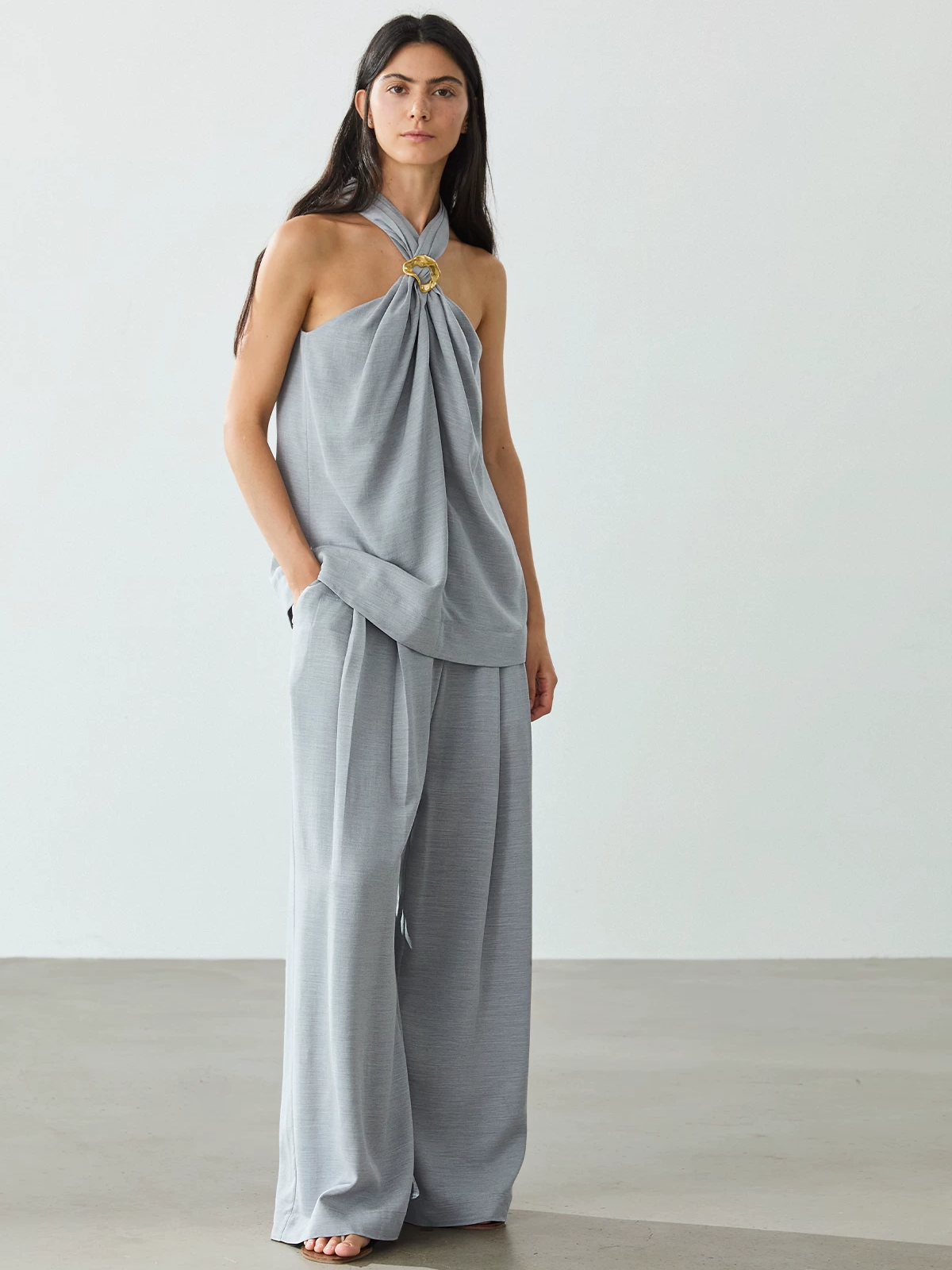 Vest and Wide-Leg Trousers Set