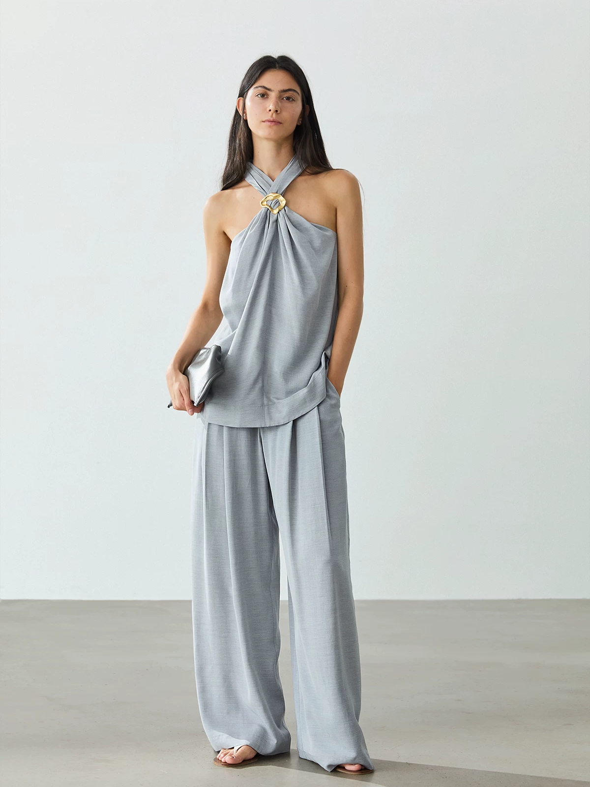 Vest and Wide-Leg Trousers Set