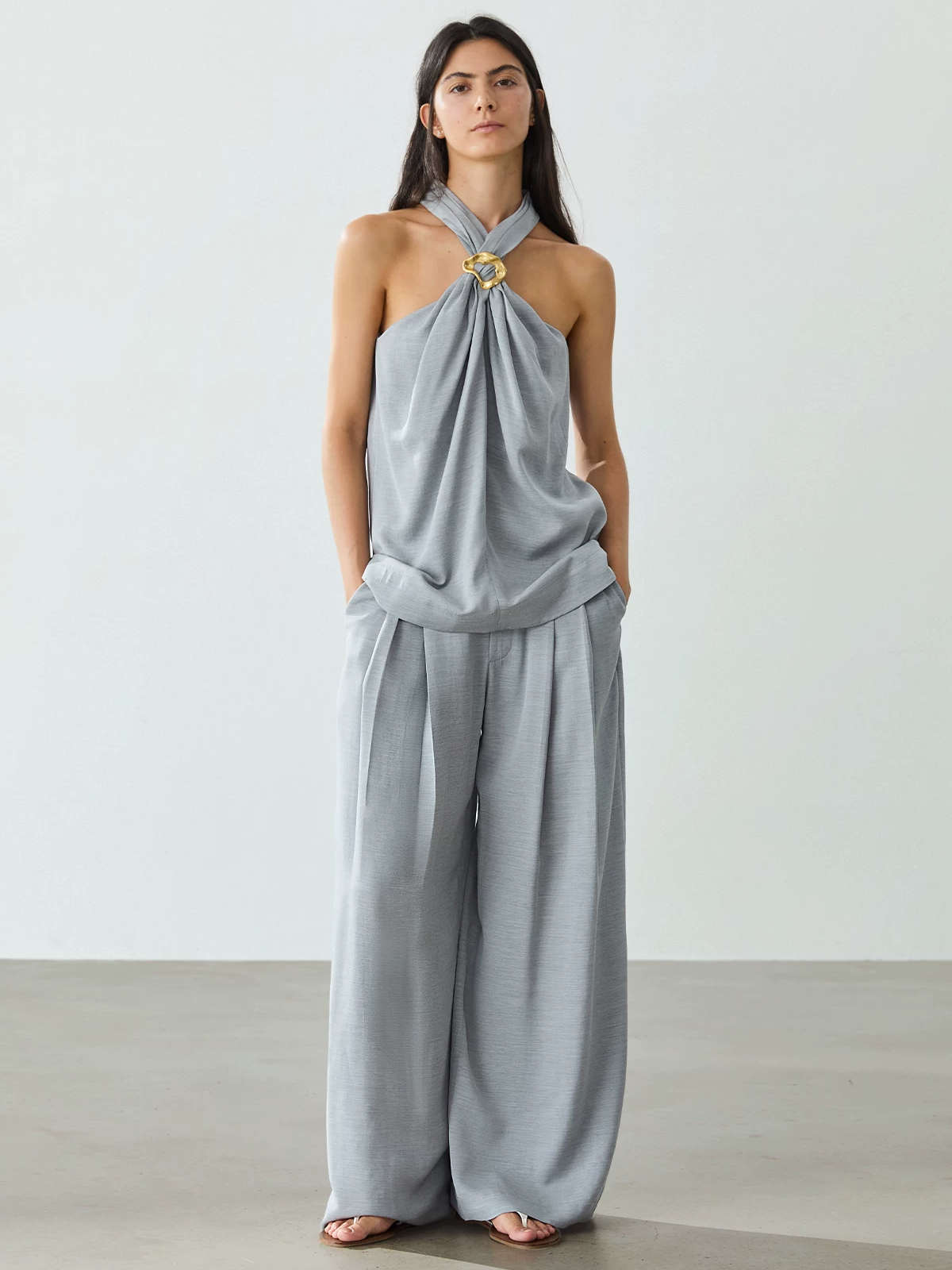 Vest and Wide-Leg Trousers Set