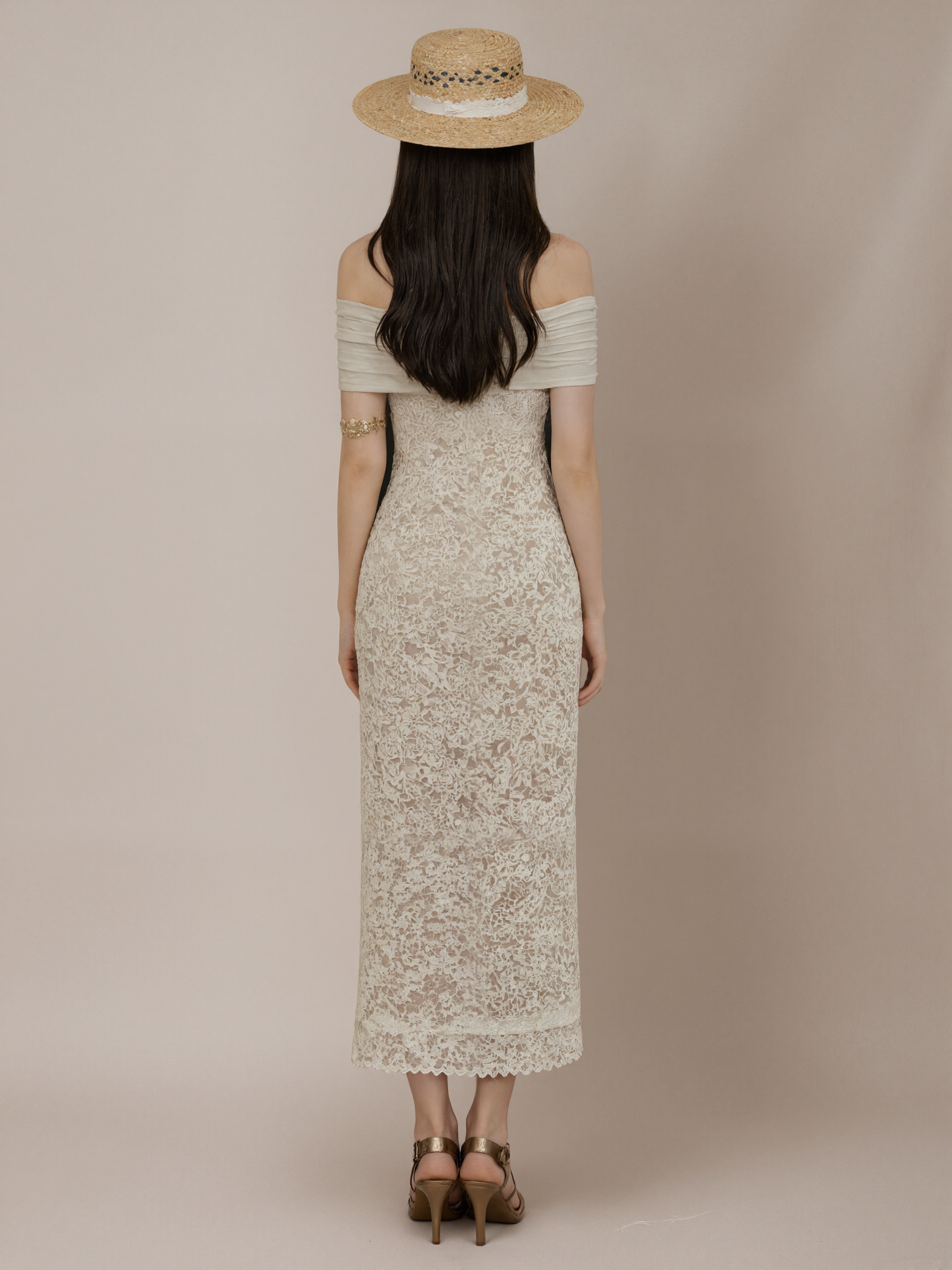 "Second Movement" Off-Shoulder Lace Dress