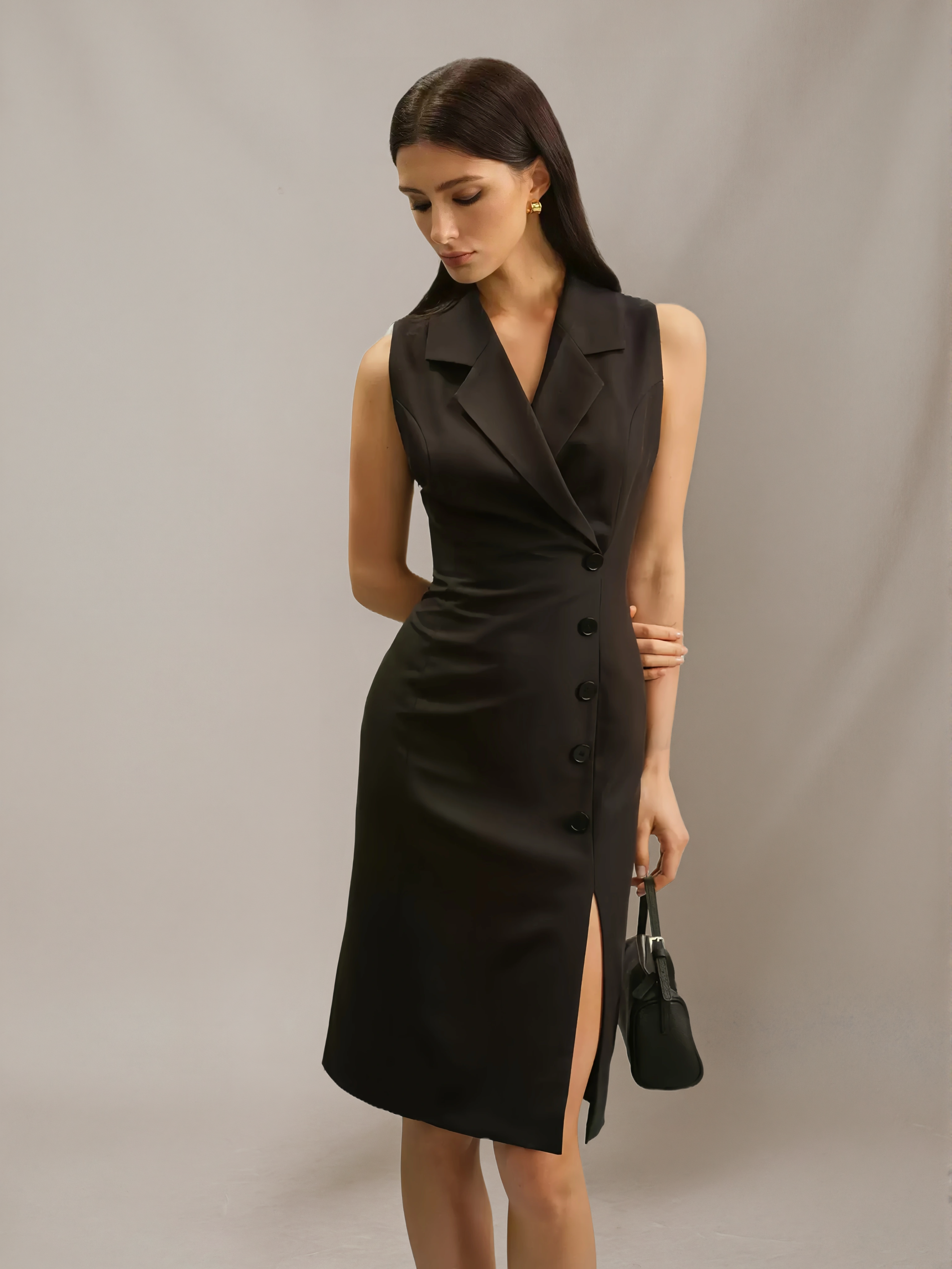 Sleeveless Slim-Fit Blazer Dress
