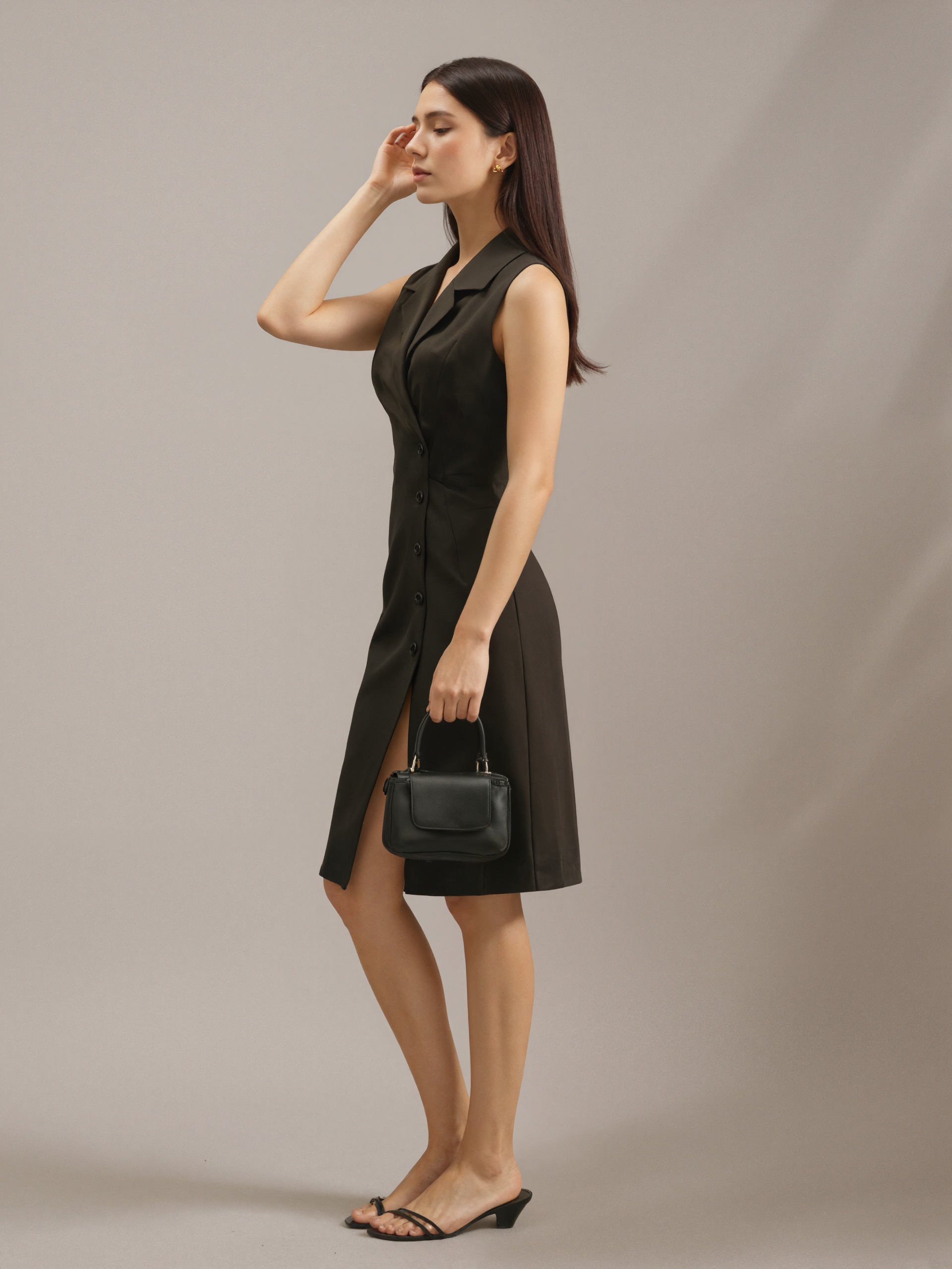 Sleeveless Slim-Fit Blazer Dress