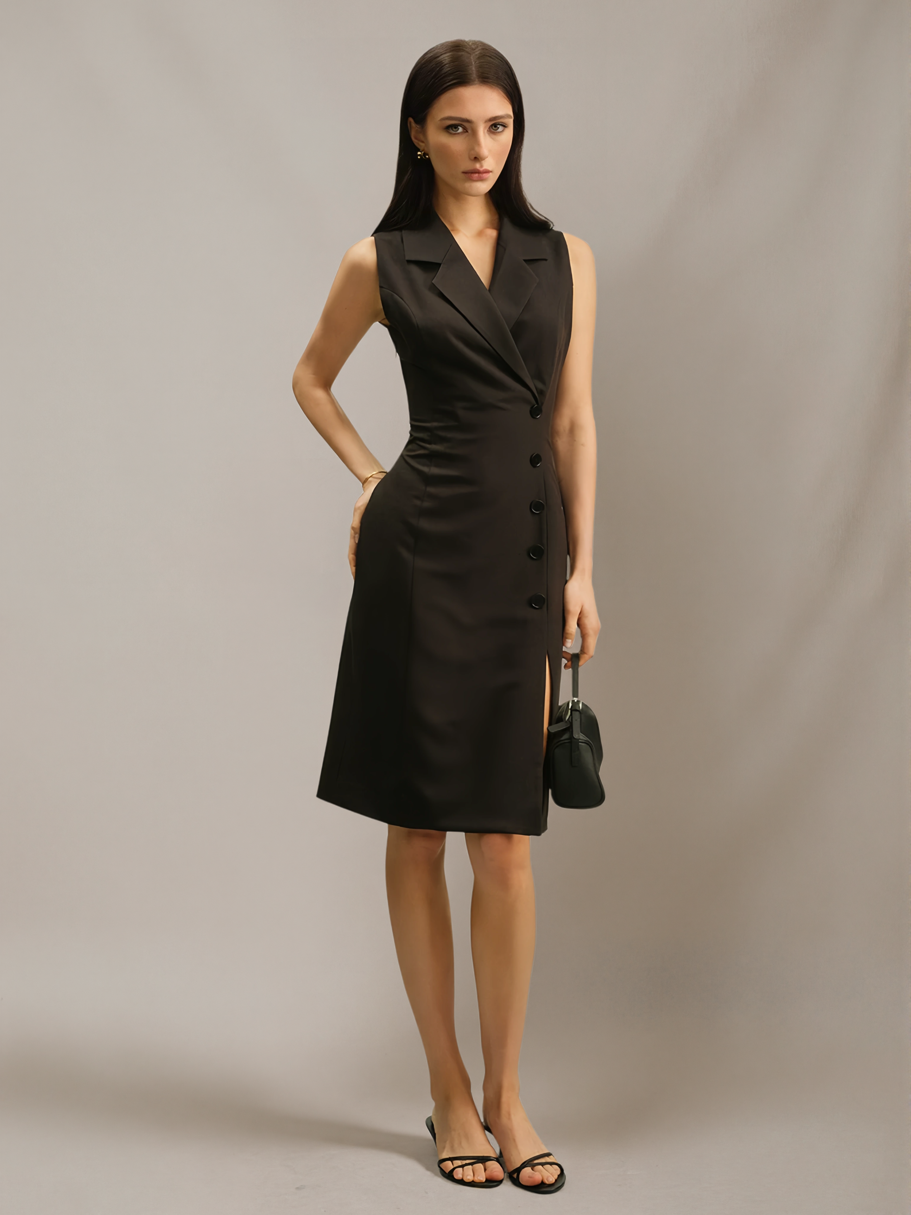 Sleeveless Slim-Fit Blazer Dress