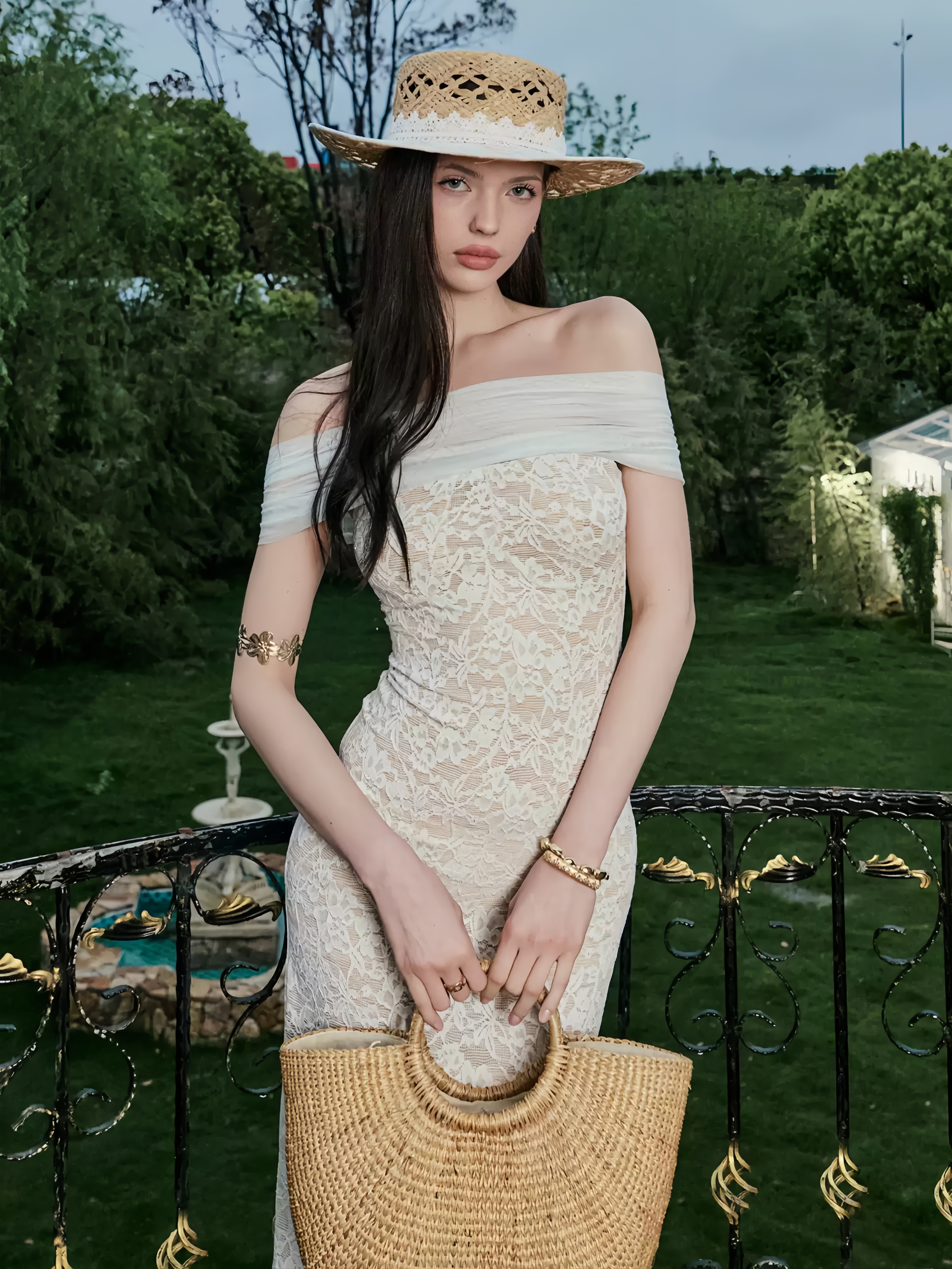 "Second Movement" Off-Shoulder Lace Dress