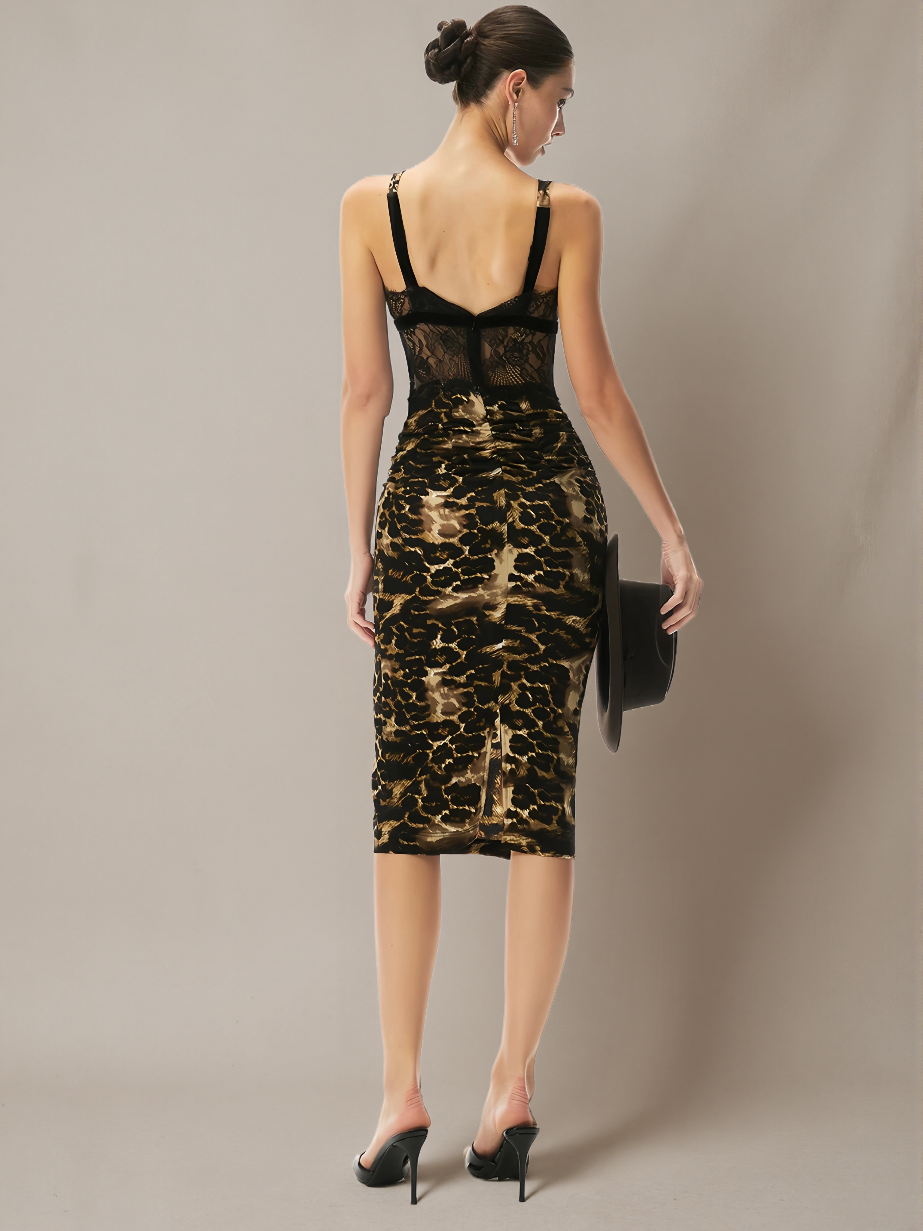 Lace Leopard-print Bodycon Dress