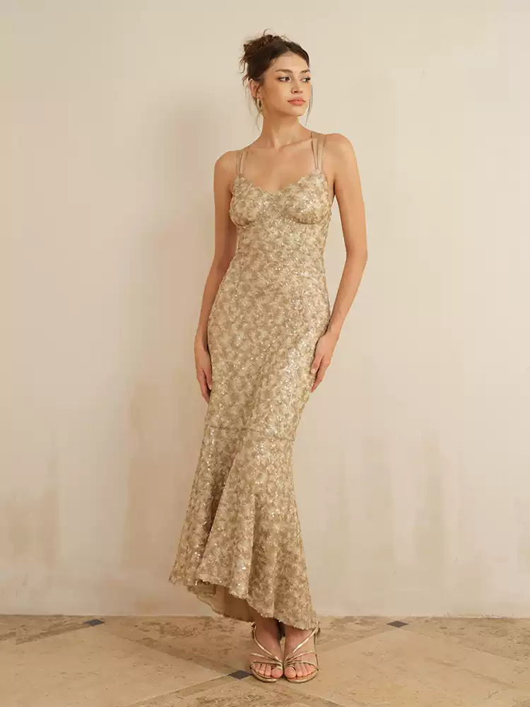 Cross-strap Backless Mermaid Dress