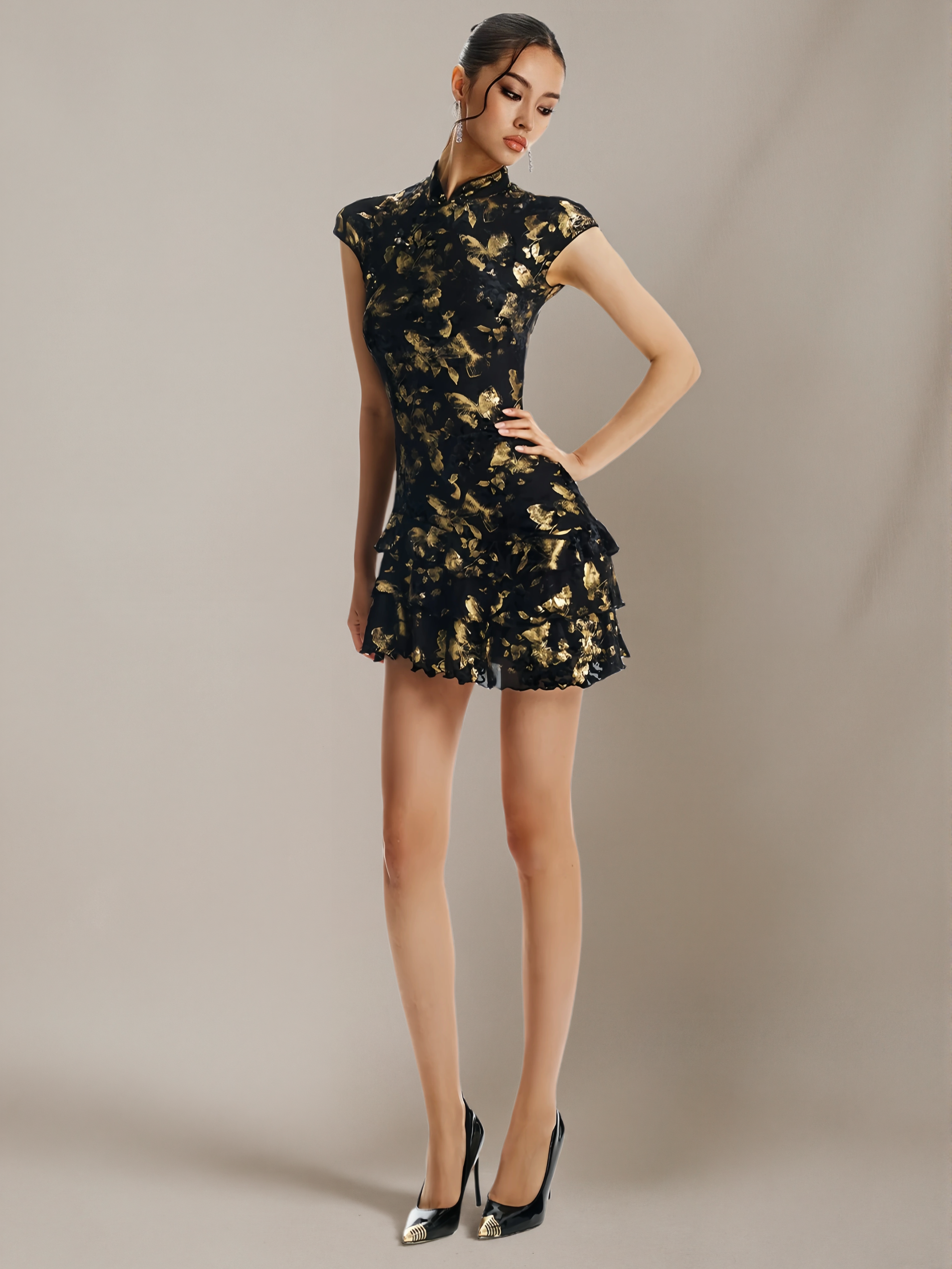‘Blossoms Every Night’ Floral Chinese-Style Modified Qipao Dress