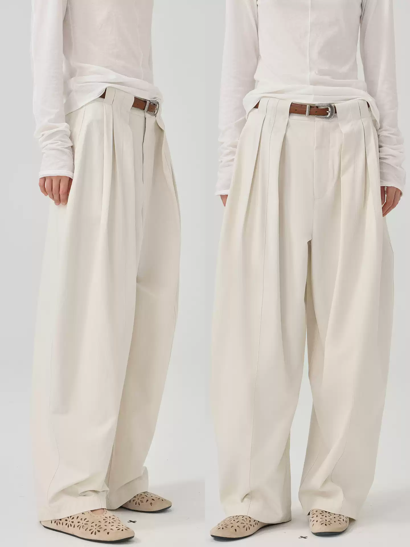 Cocoon-shaped suit pants