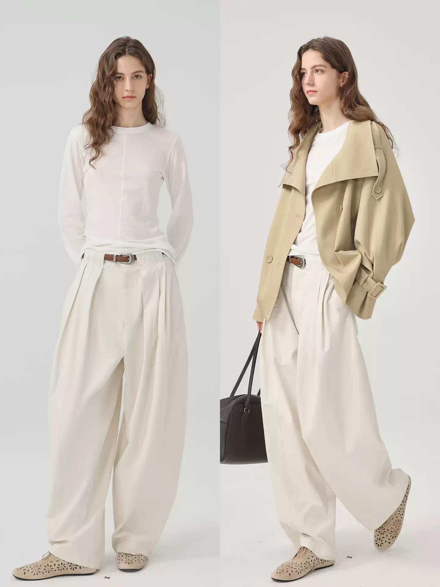 Cocoon-shaped suit pants