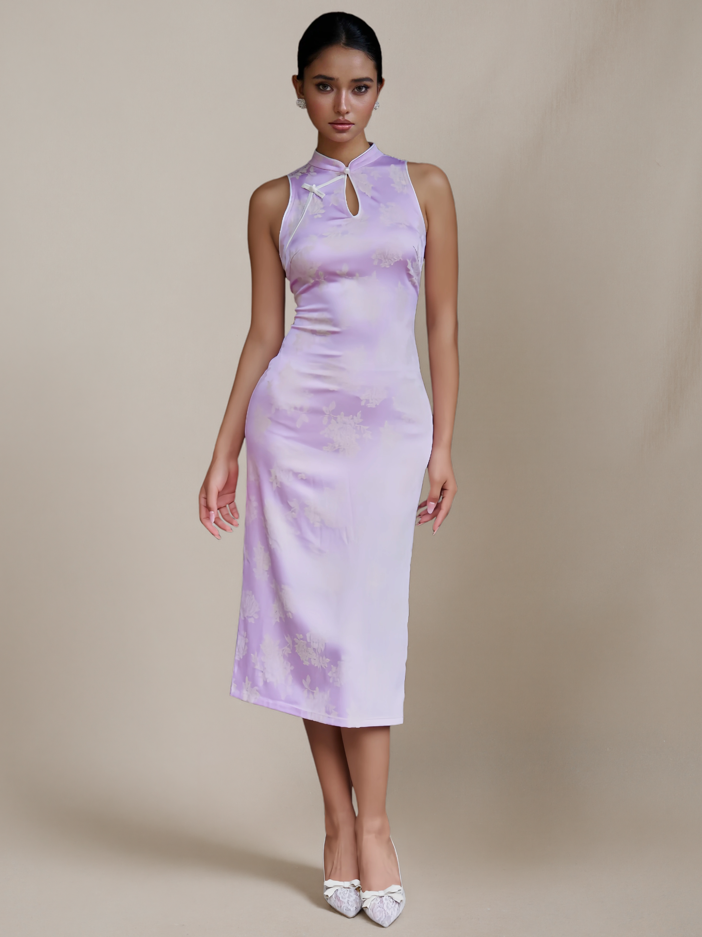 Sleeveless Chinese-Style Slim-Fit Qipao Dress