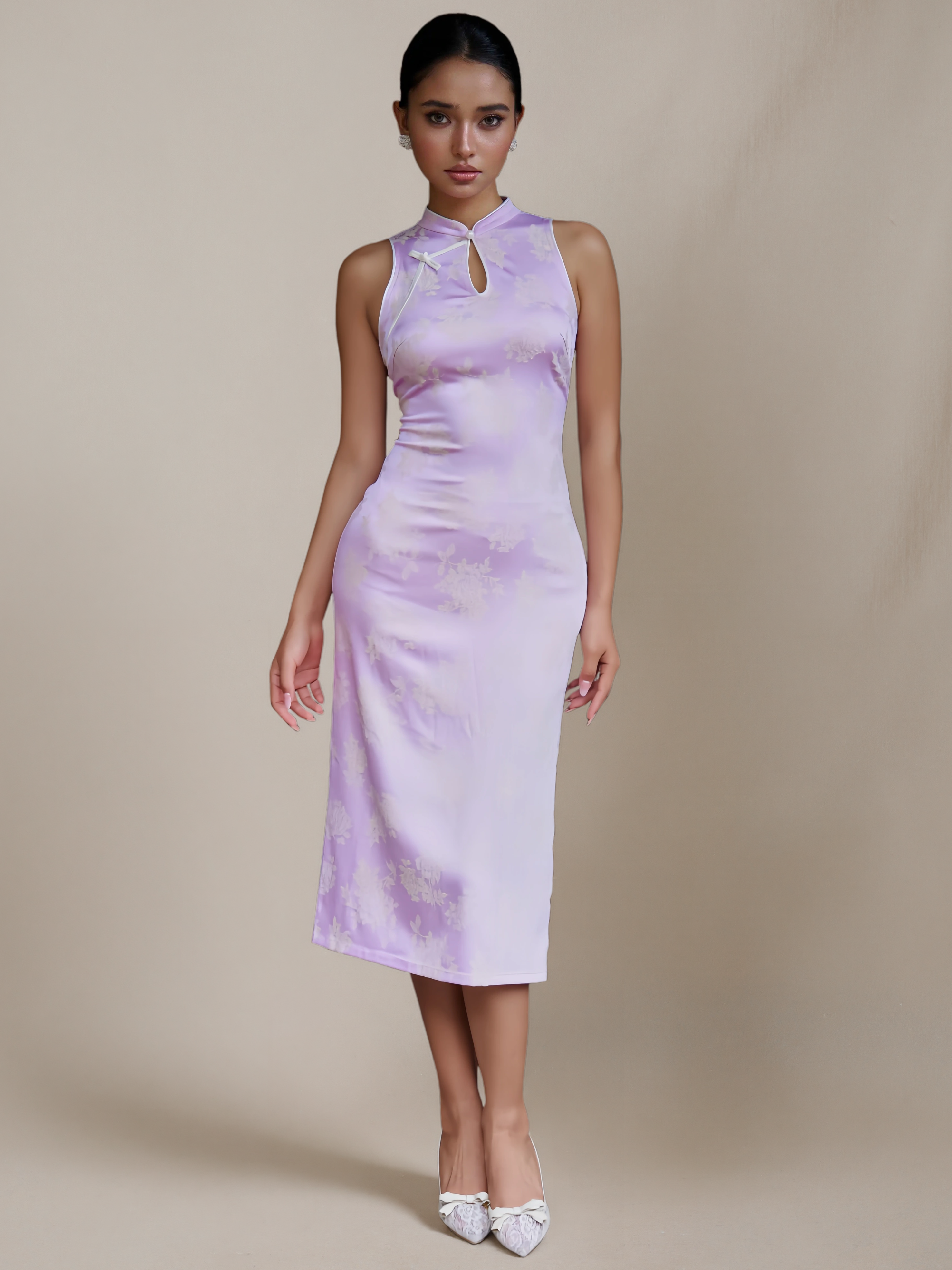 Sleeveless Chinese-Style Slim-Fit Qipao Dress