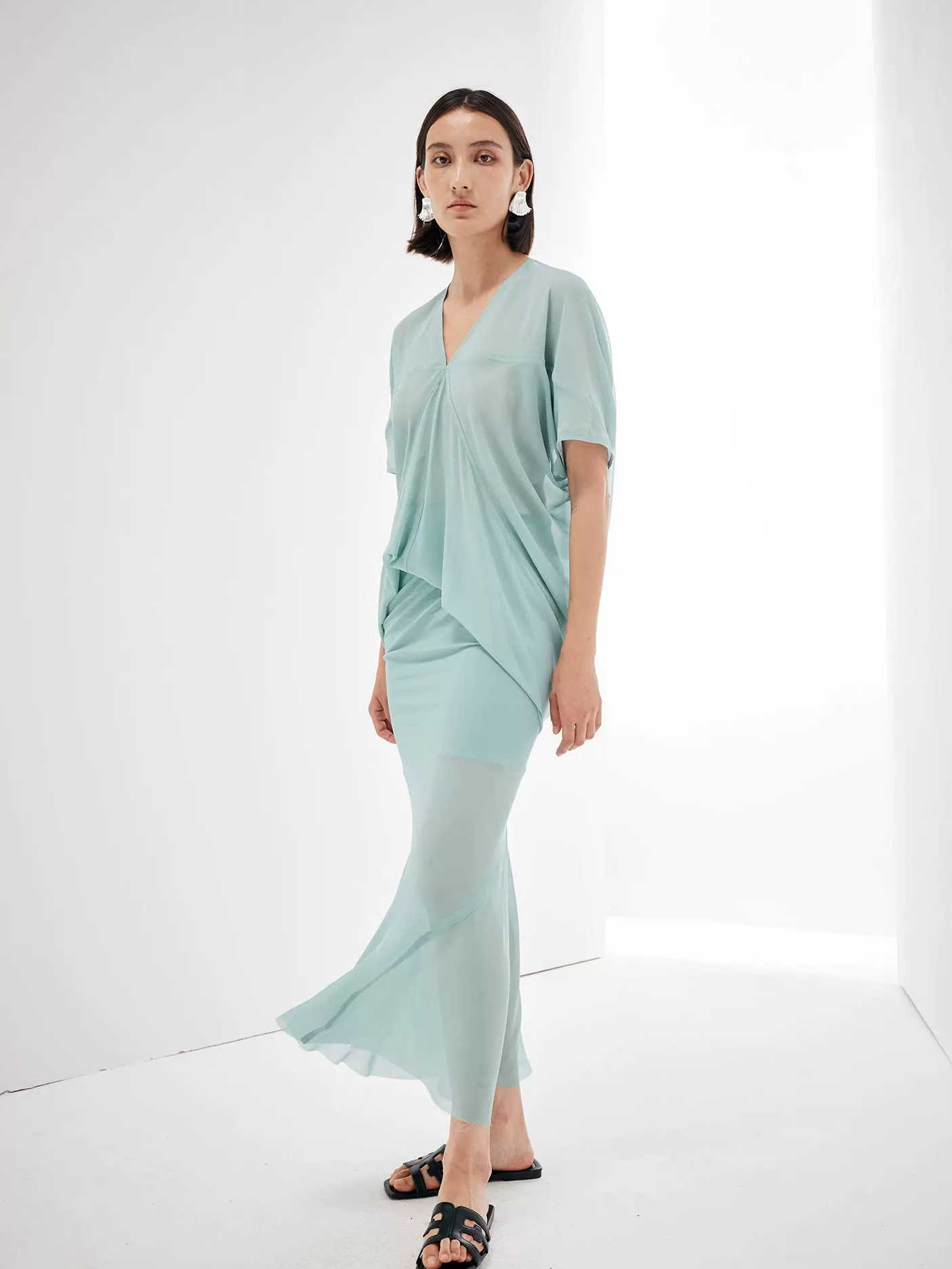 Flowing Cut Sheer Skirt 