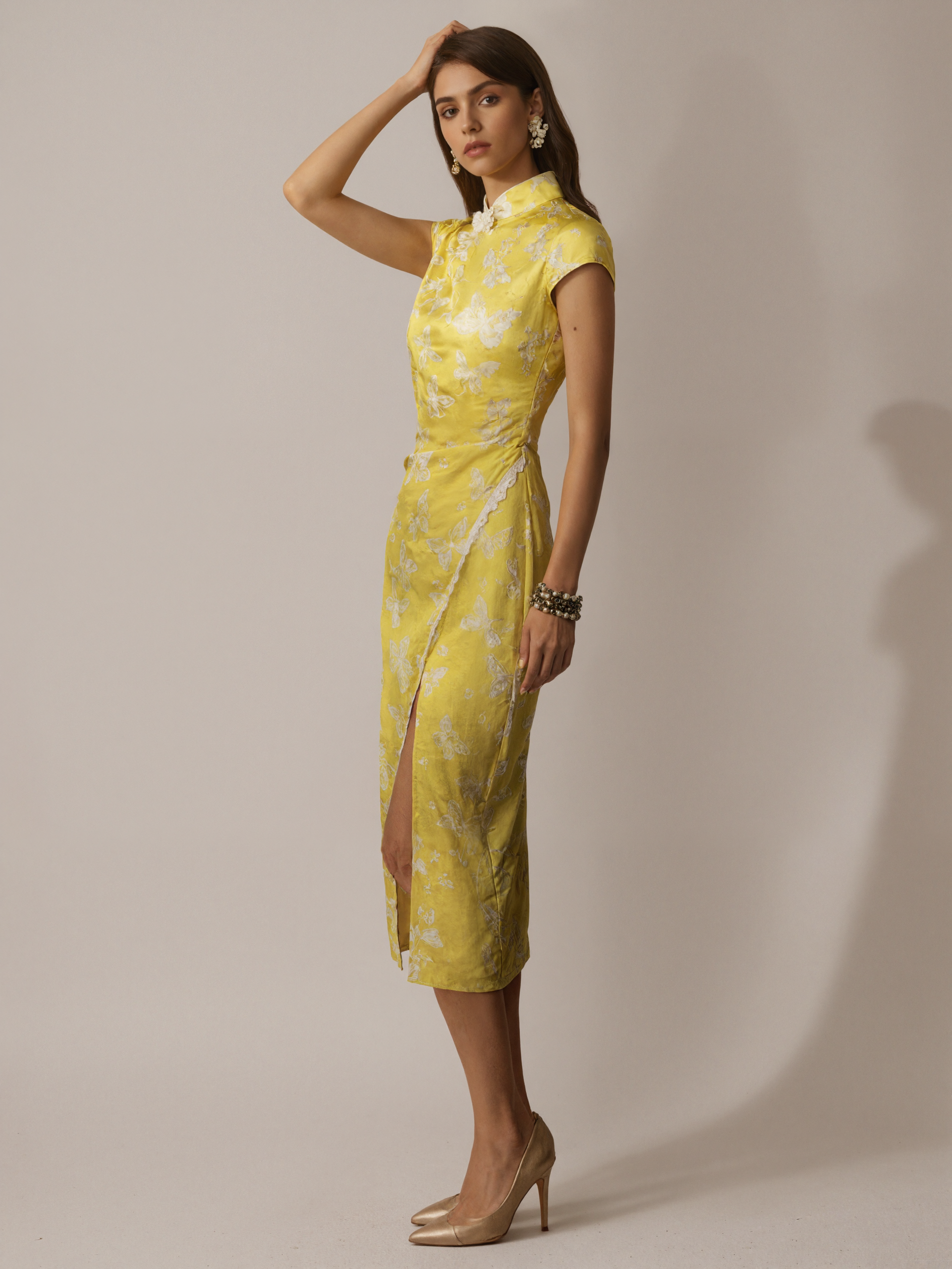 Pearl Lace Chinese-Style Improved Qipao Dress