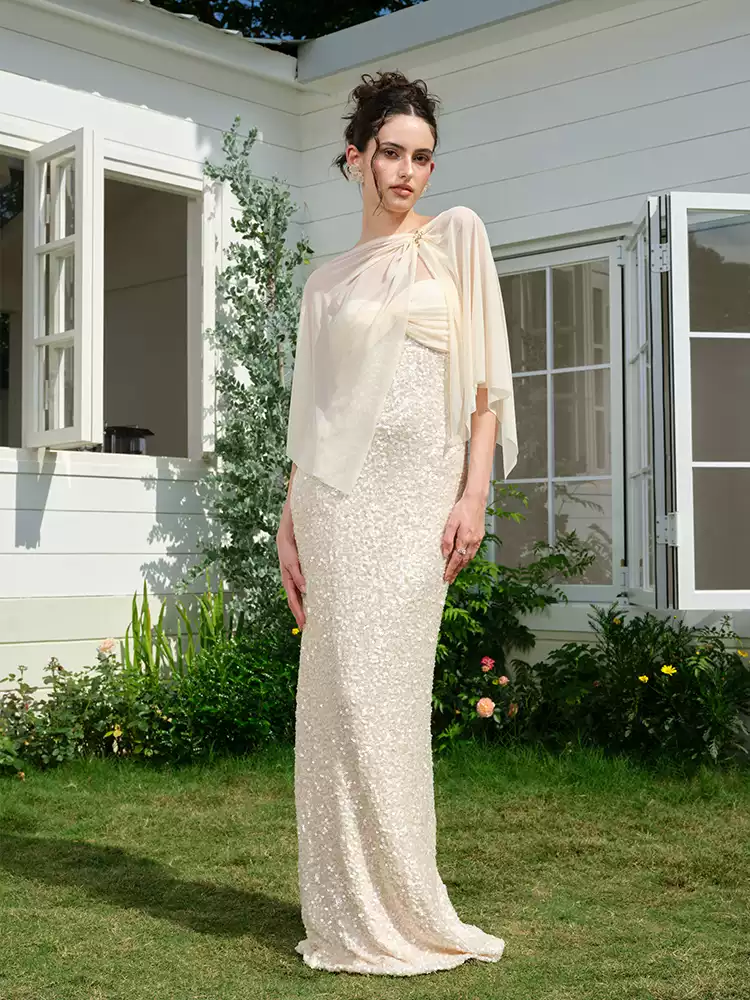 "Golden Veil Dream" Elegant Sequin Gown