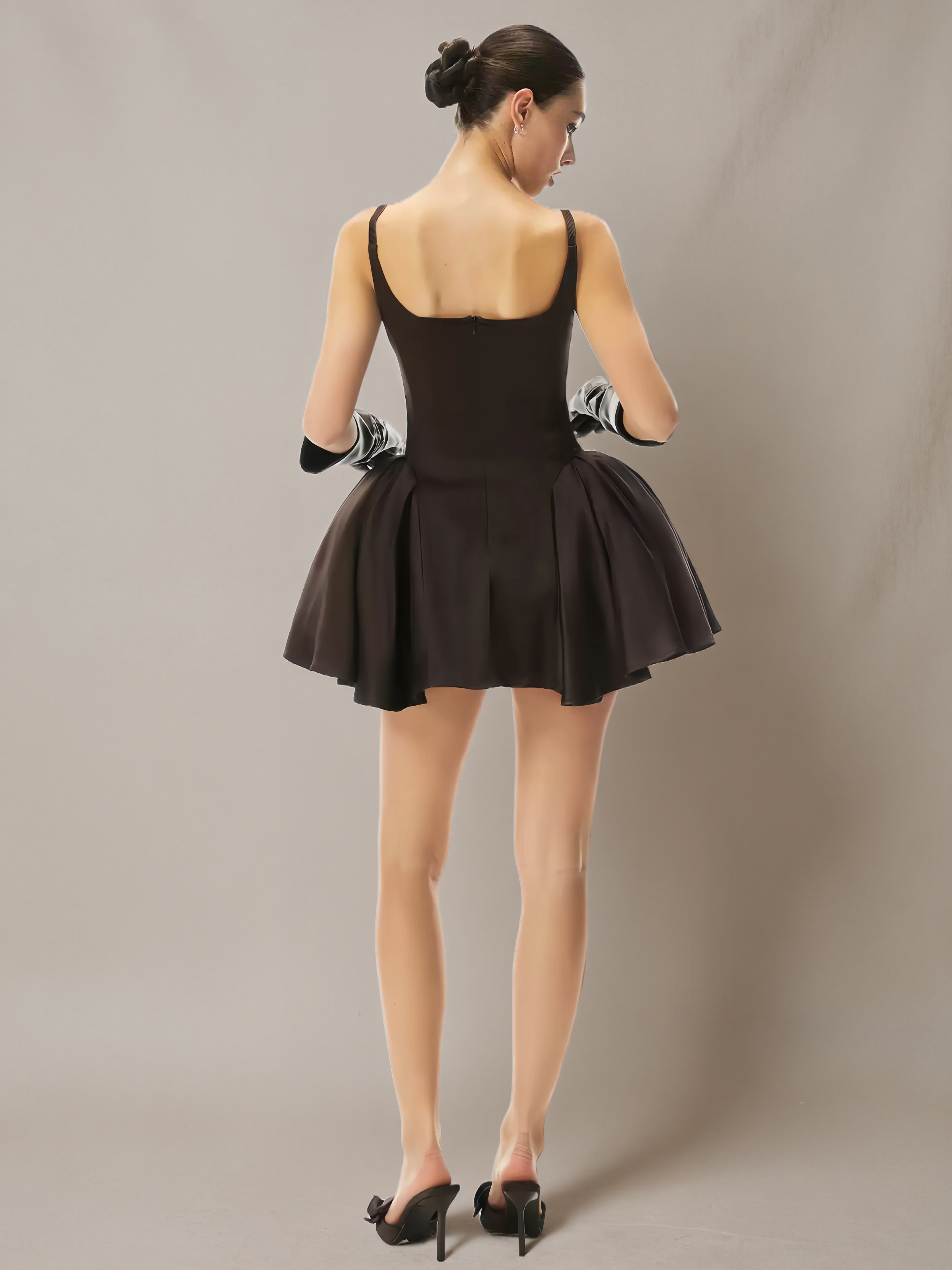 Satin Bow-Detail Camisole Mini Dress