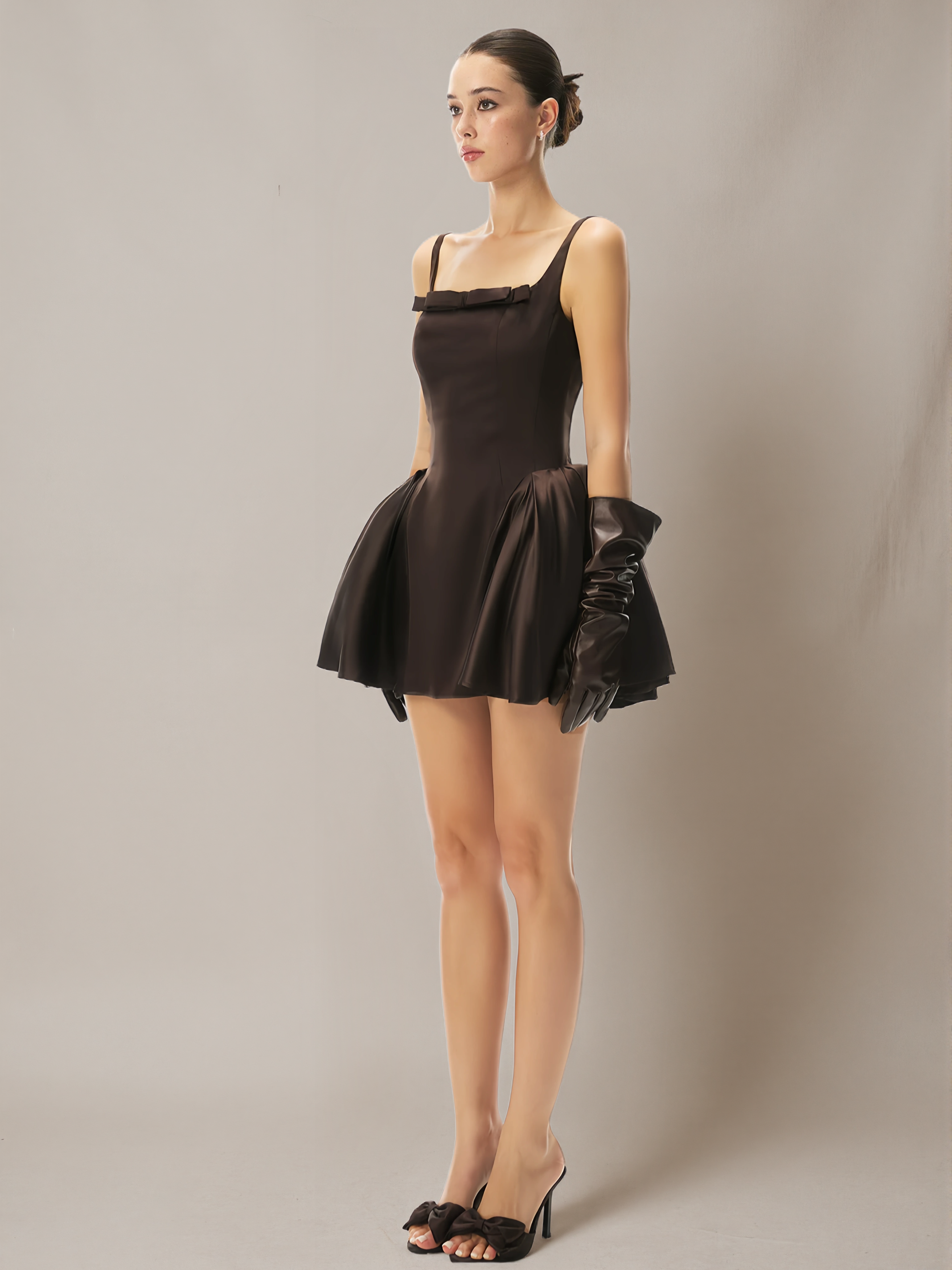 Satin Bow-Detail Camisole Mini Dress
