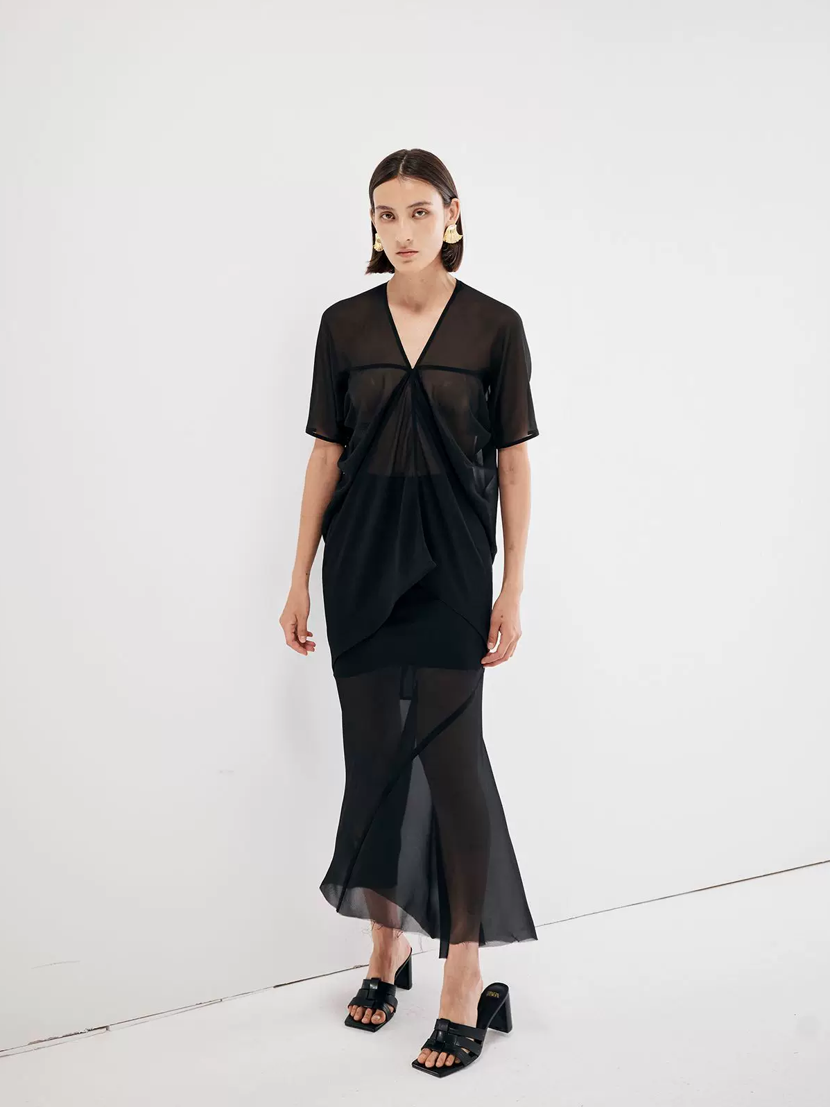 Flowing Cut Sheer Skirt 