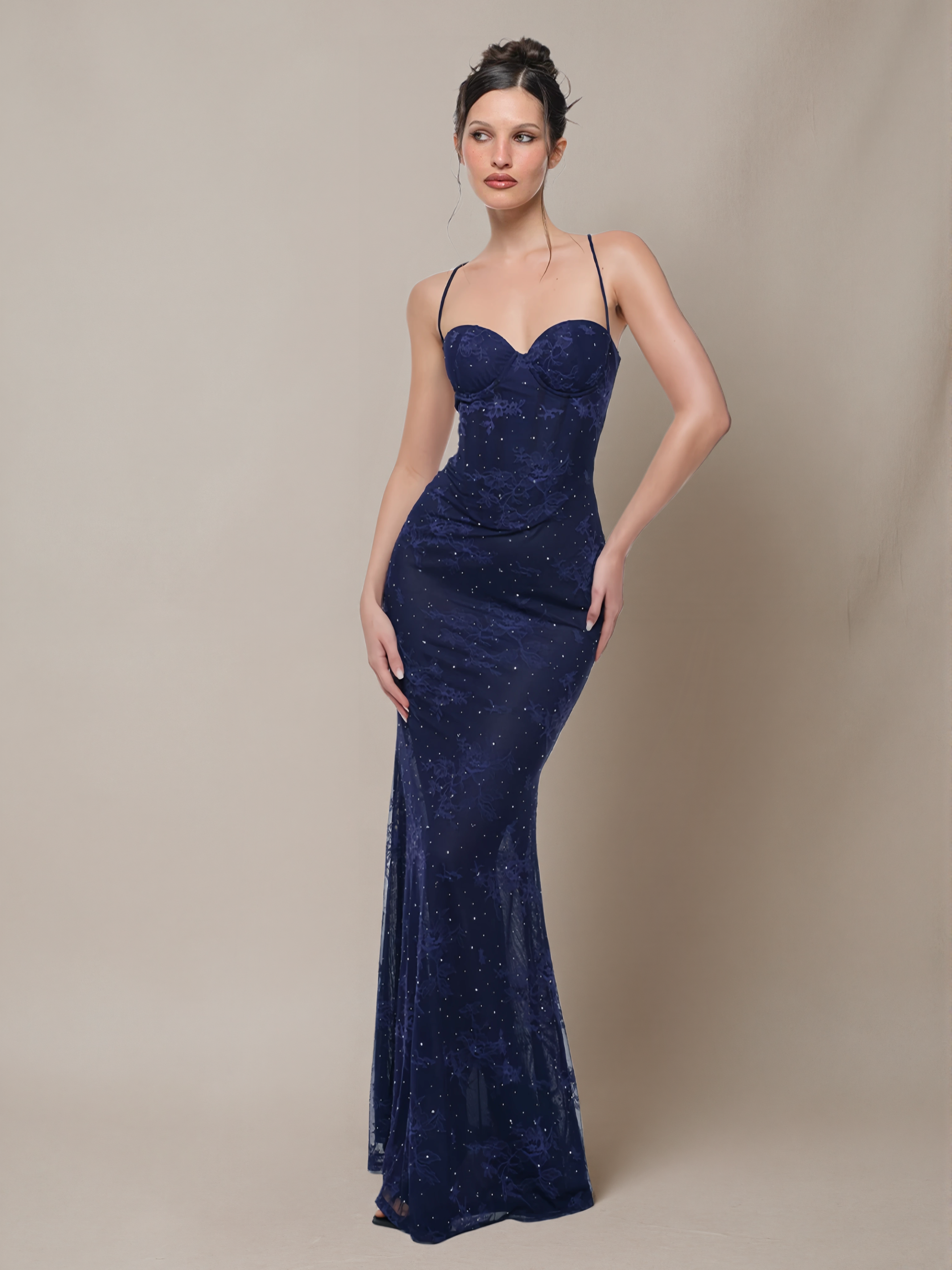 Double-layer Lace Boned-waist Dress
