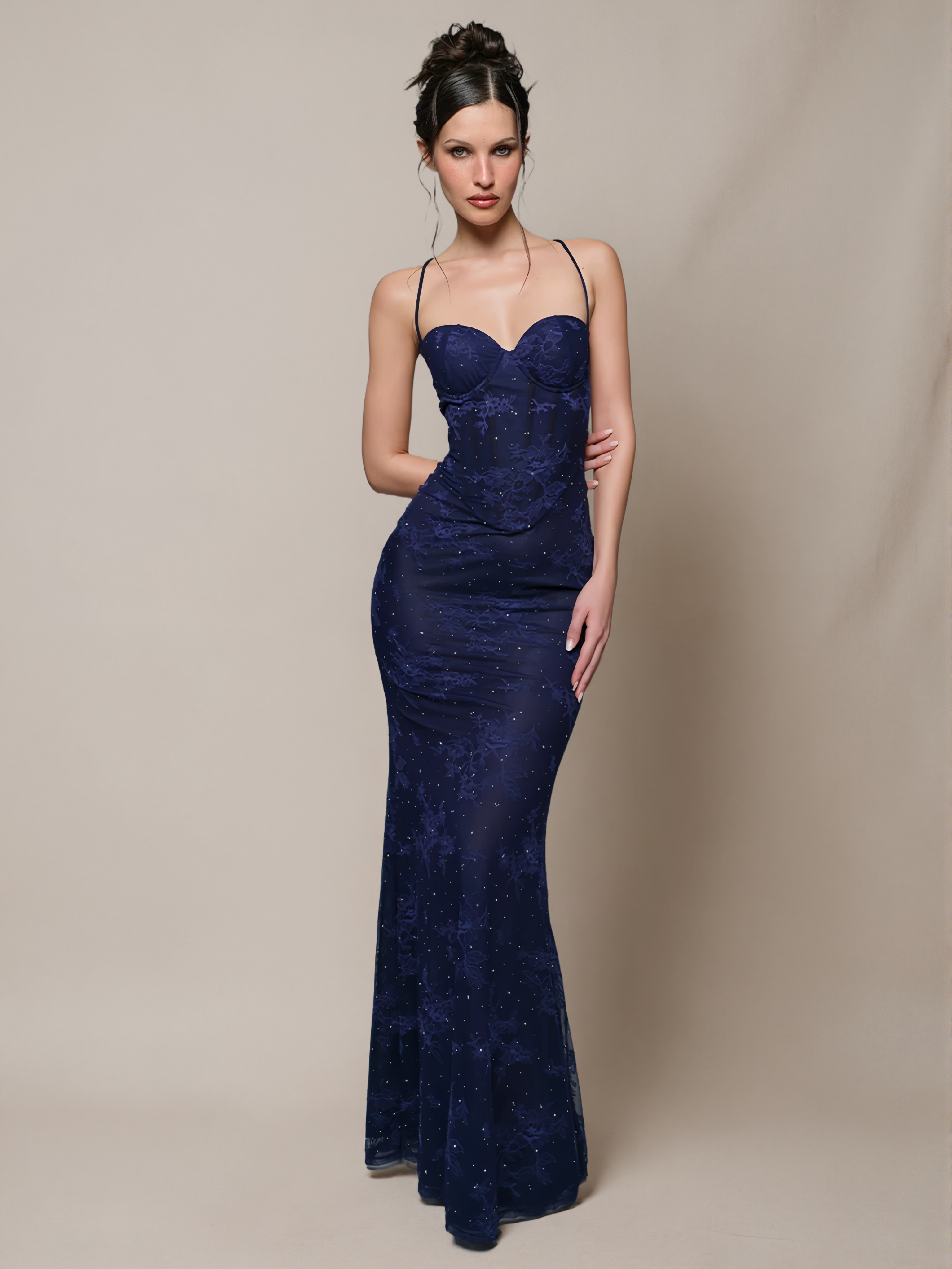 Double-layer Lace Boned-waist Dress