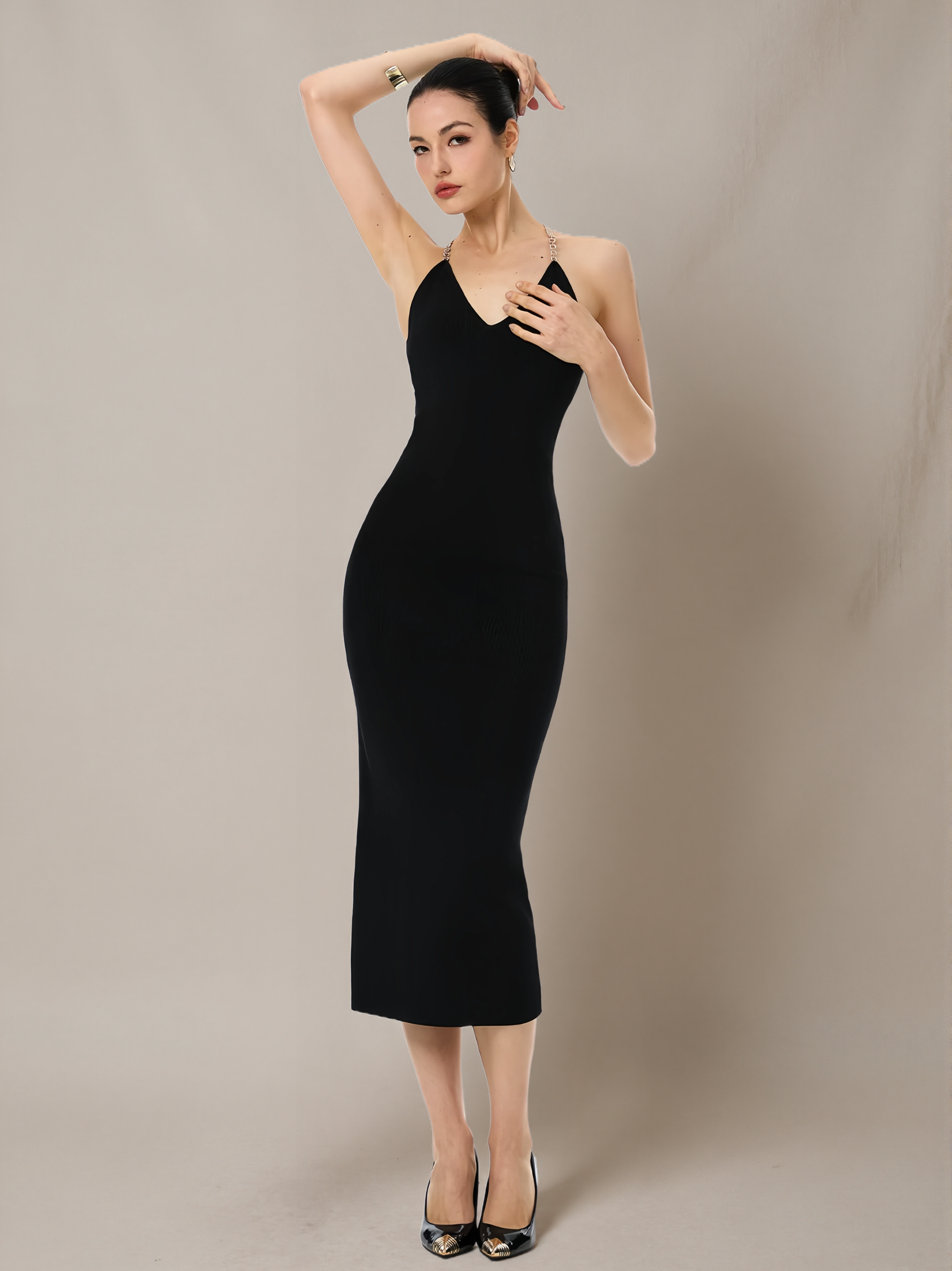 "Gatsby Soirée" Fitted Knit Cami Dress