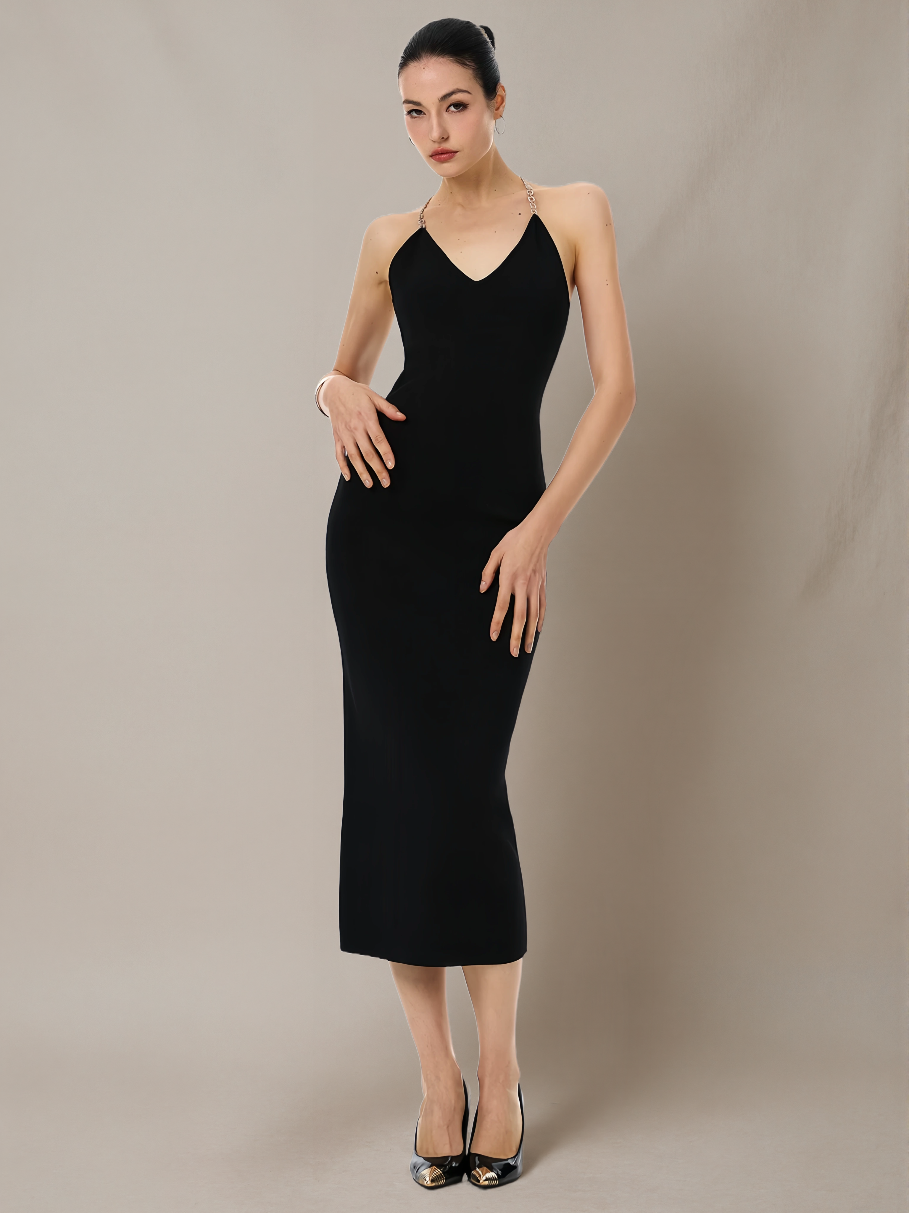 "Gatsby Soirée" Fitted Knit Cami Dress