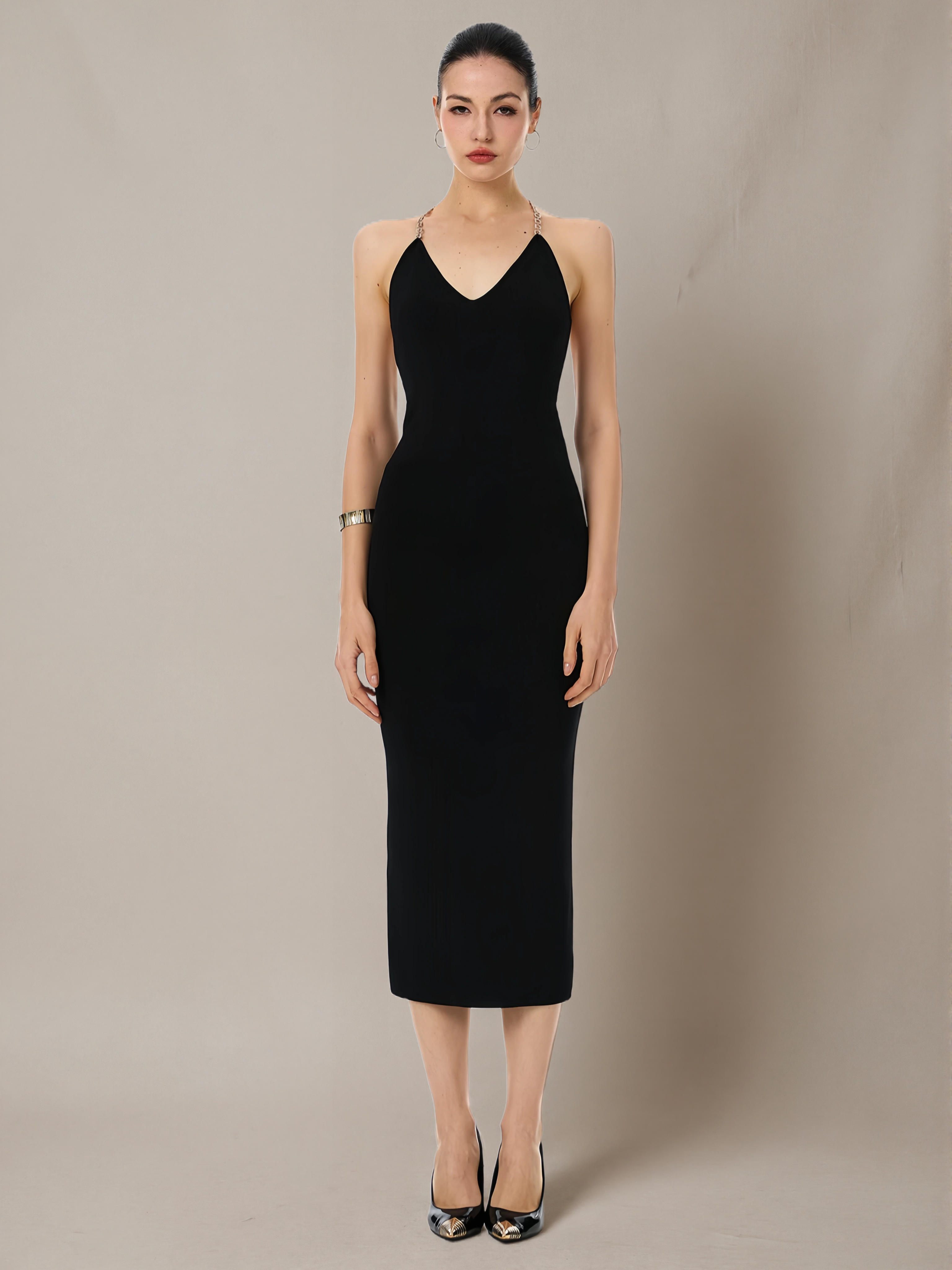 "Gatsby Soirée" Fitted Knit Cami Dress