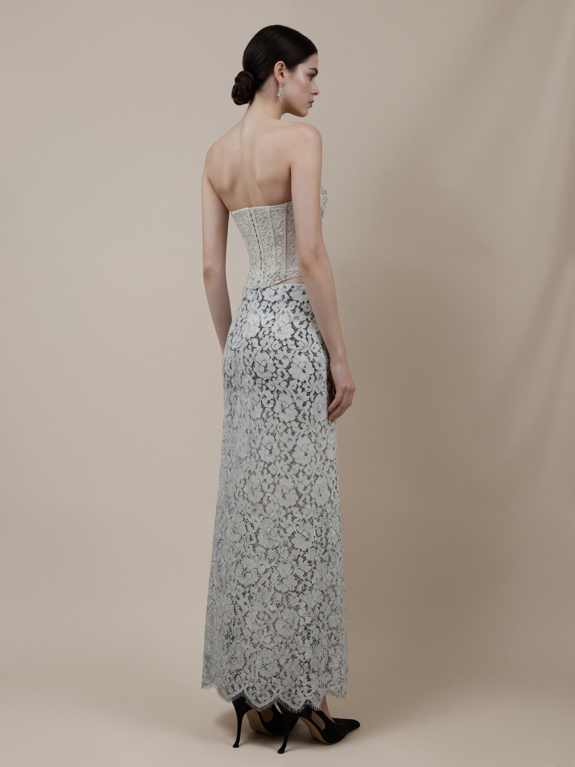 Lace Boned Strapless Two-Piece Dress