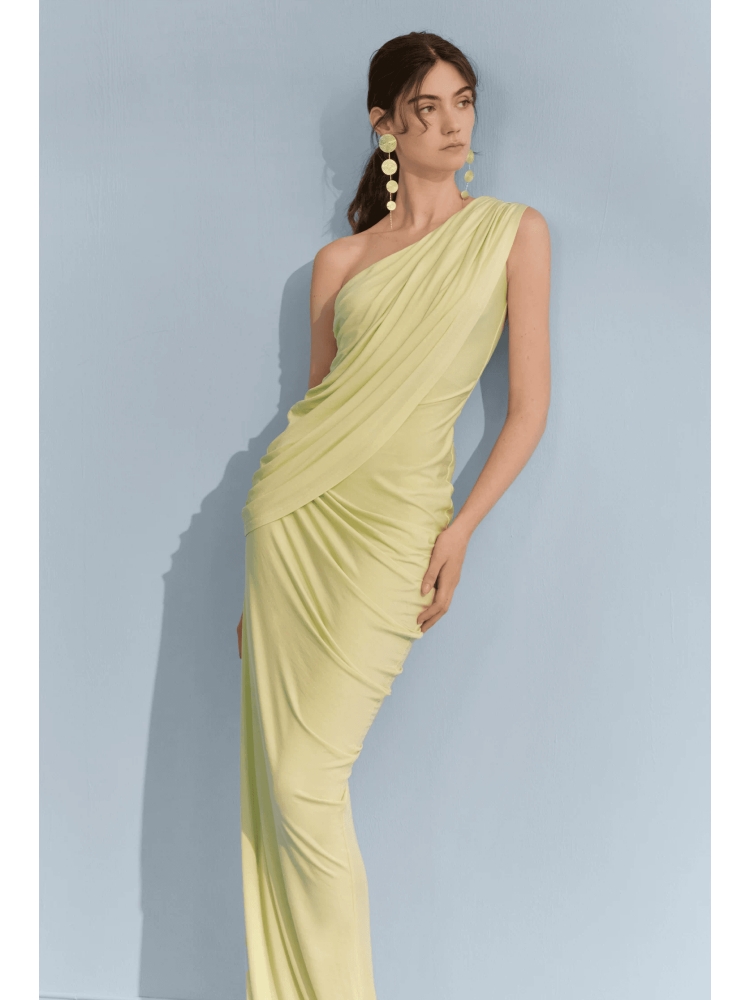 Pleated Off-shoulder Fitted Dress