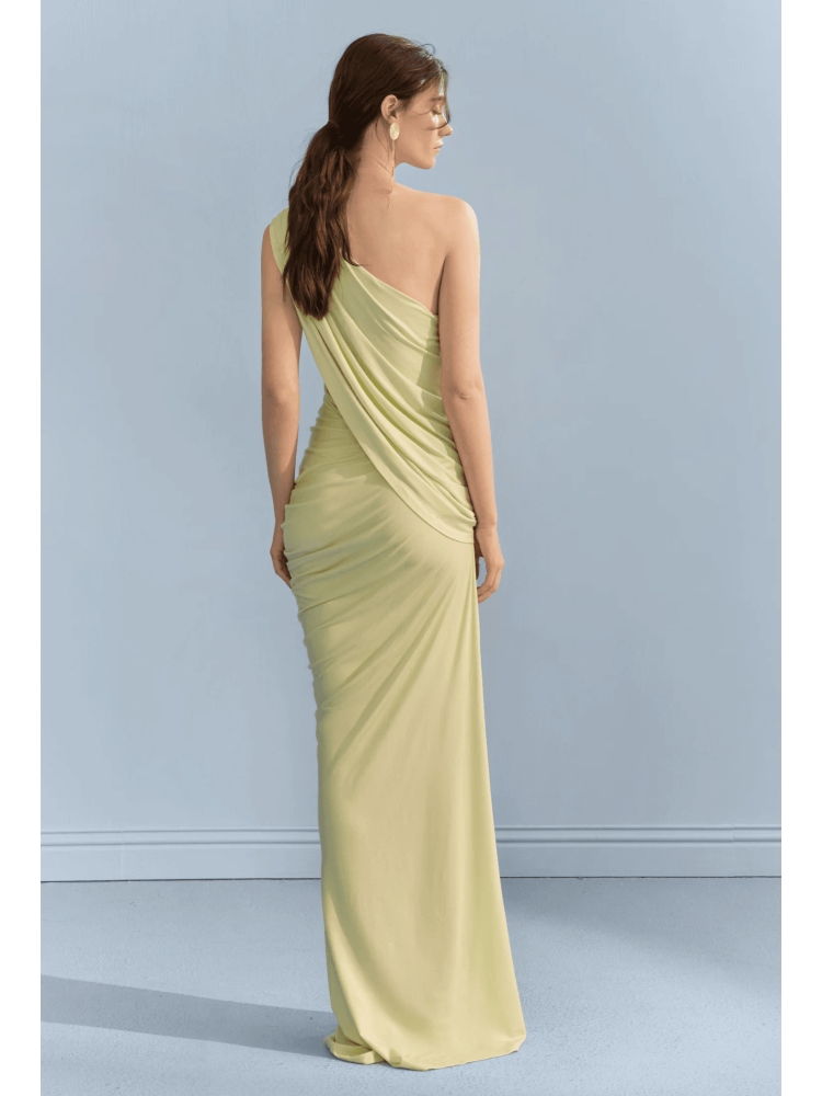 Pleated Off-shoulder Fitted Dress