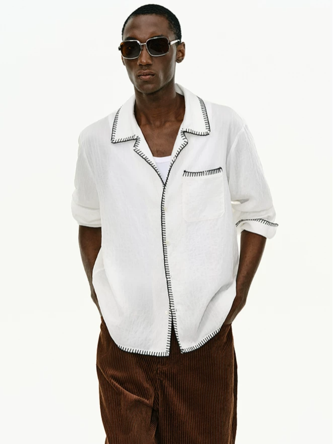 Color-block Collared Shirt