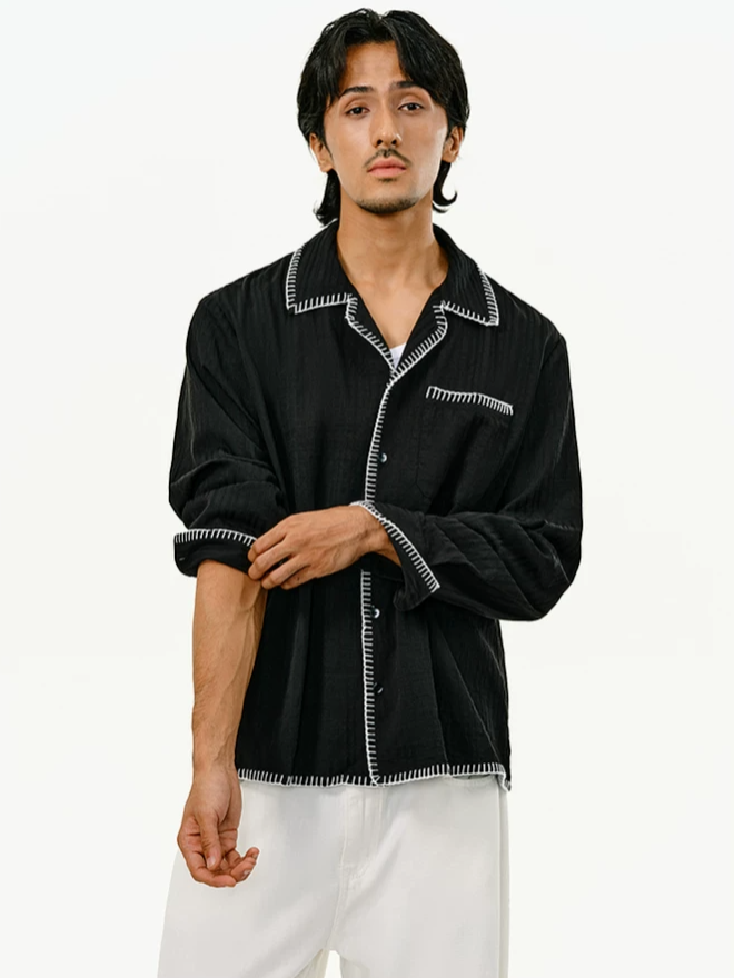 Color-block Collared Shirt