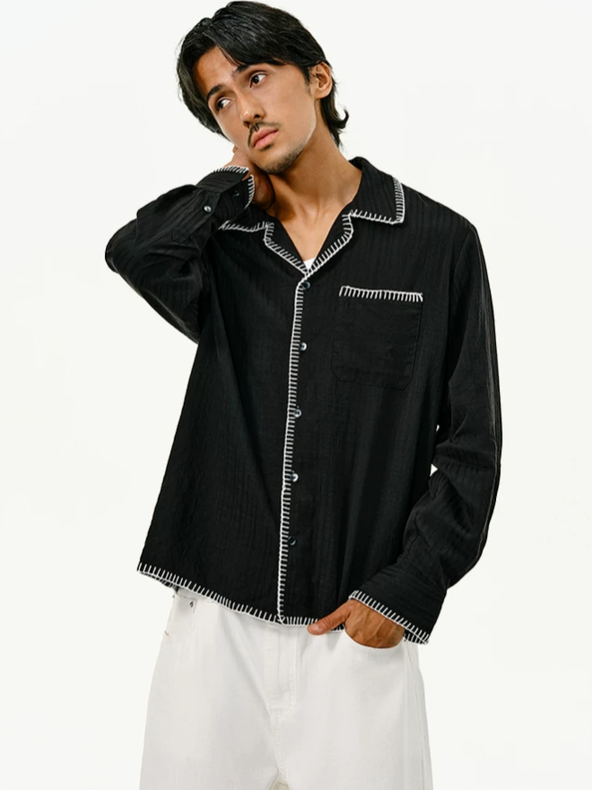 Color-block Collared Shirt