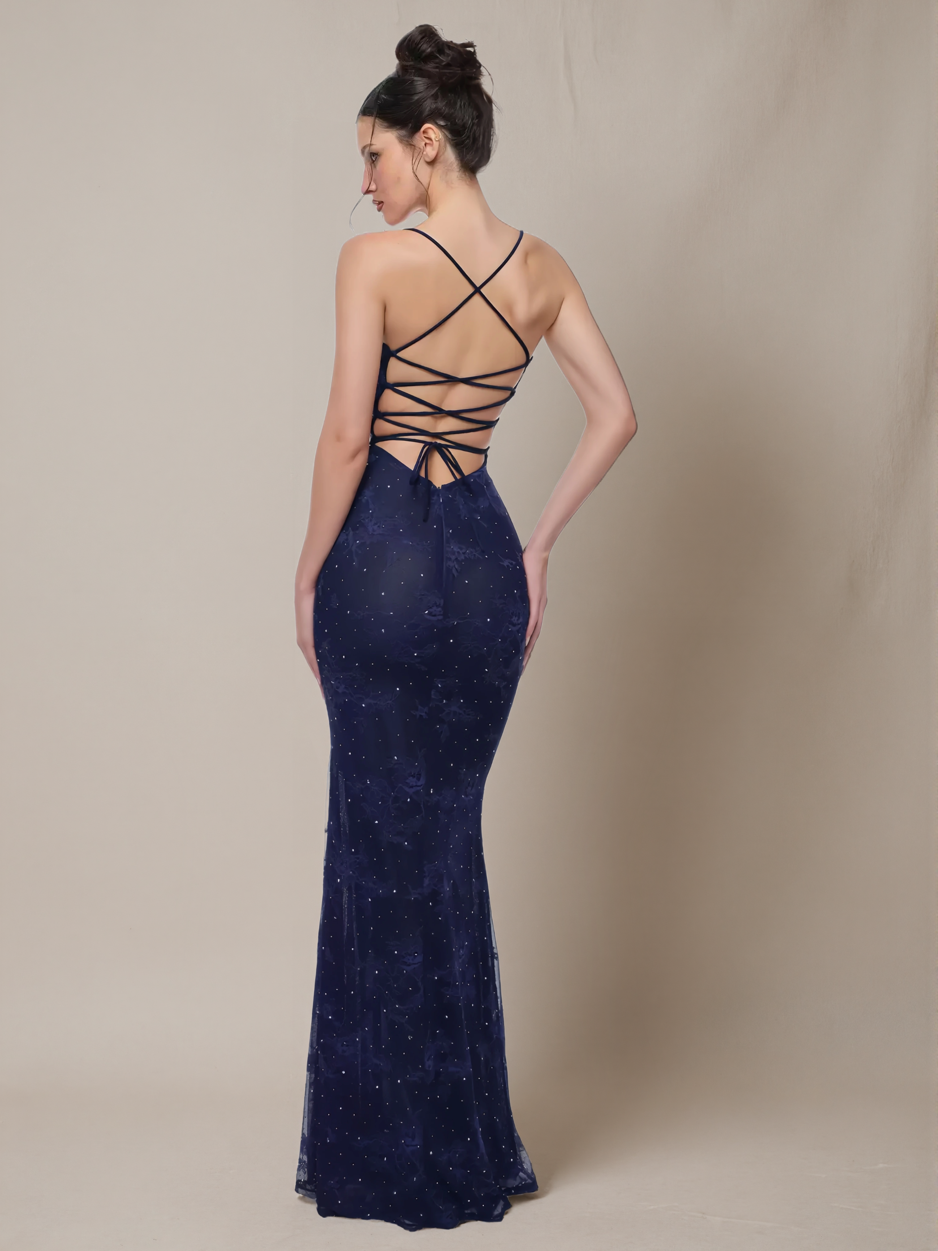 Double-layer Lace Boned-waist Dress