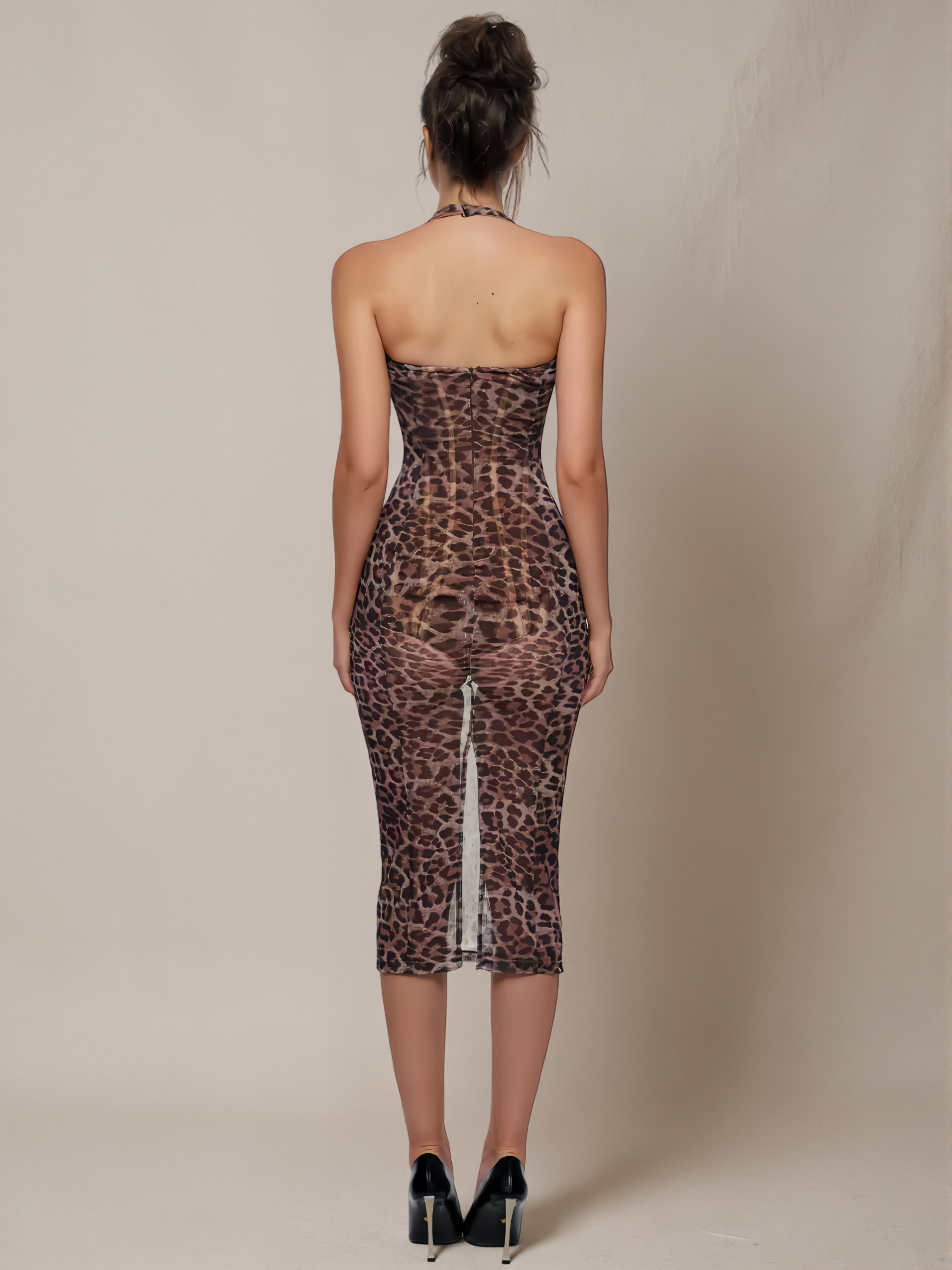 Boned Leopard-Print Dress