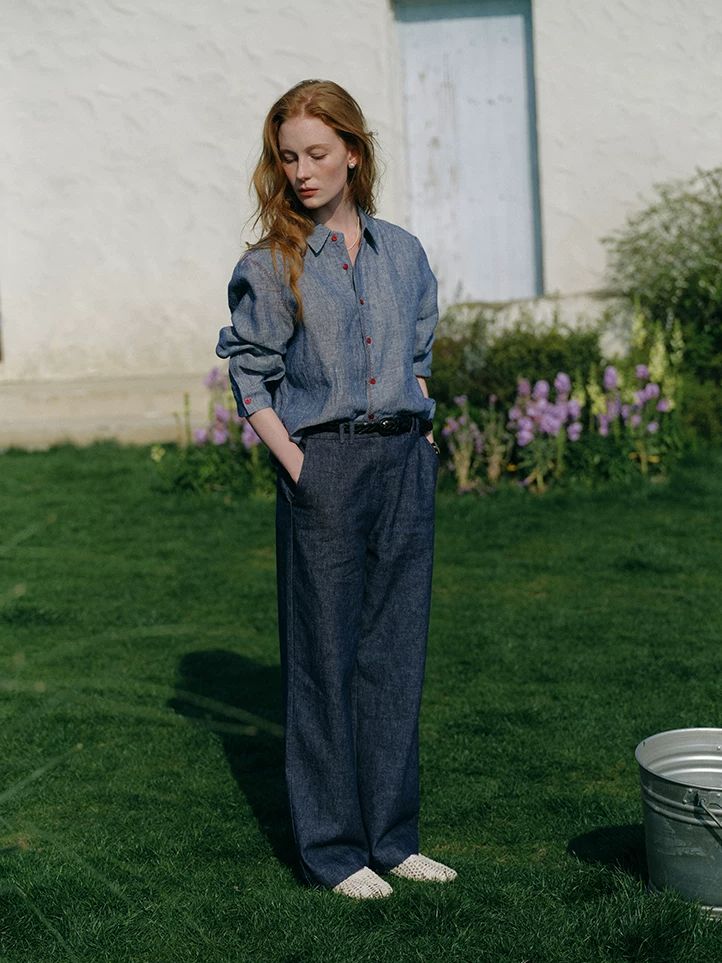 Cotton Linen Straight Leg Pants