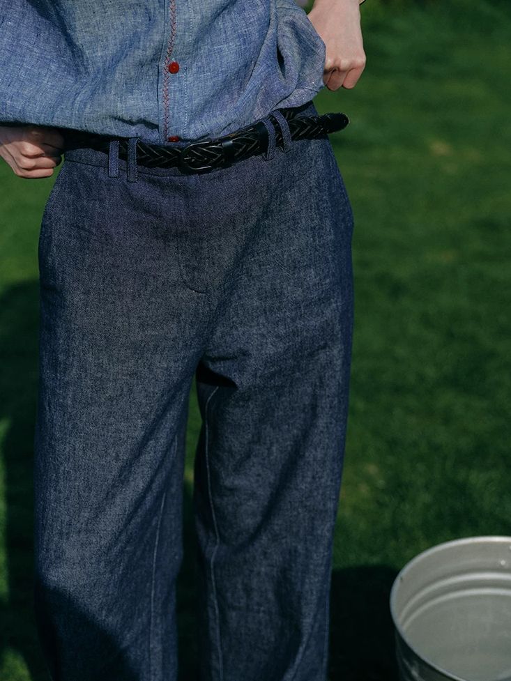 Cotton Linen Straight Leg Pants