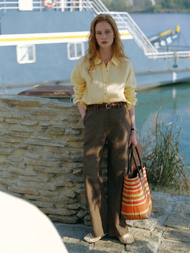 Cotton Linen Straight Leg Pants