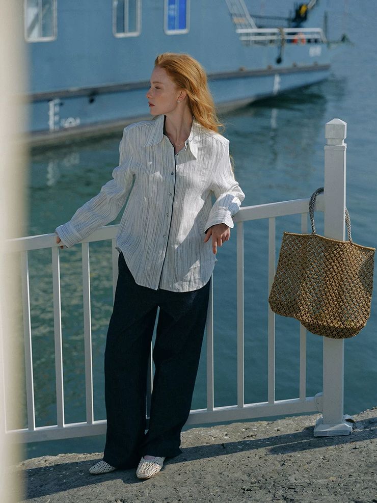 Cotton Linen Straight Leg Pants