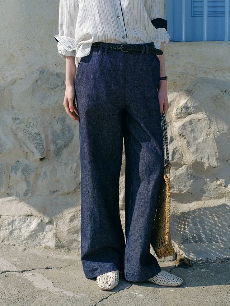 Cotton Linen Straight Leg Pants