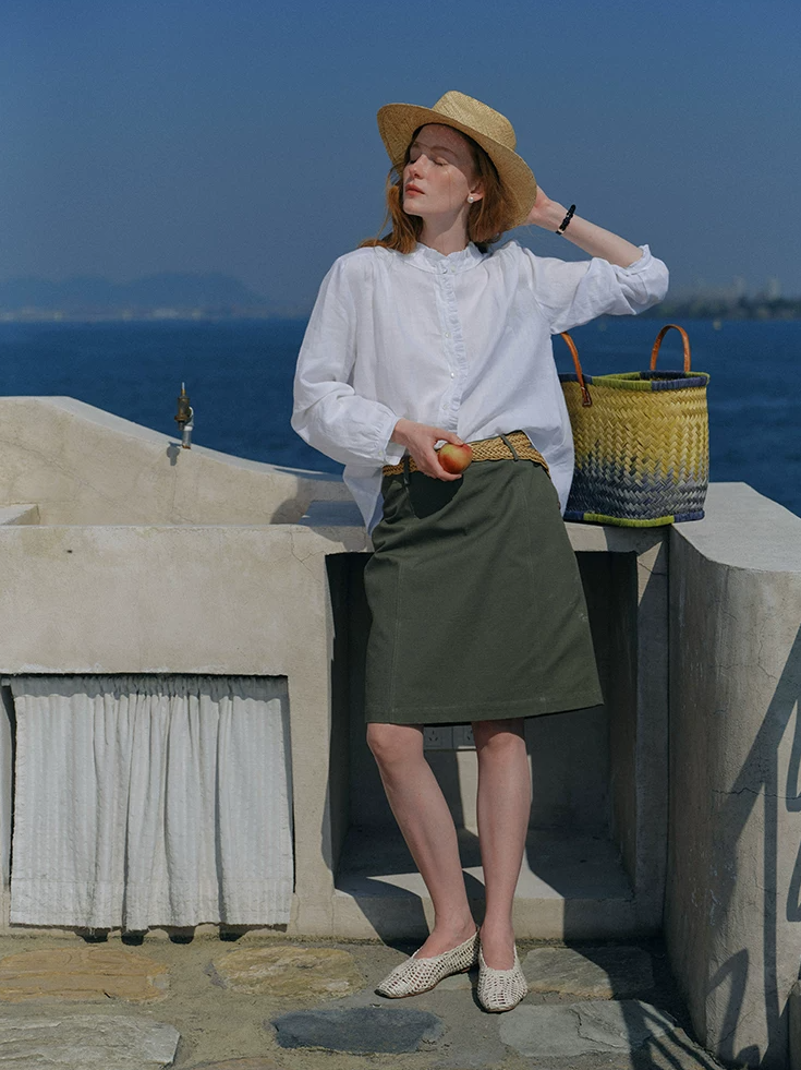 Mid-waist Straight Skirt