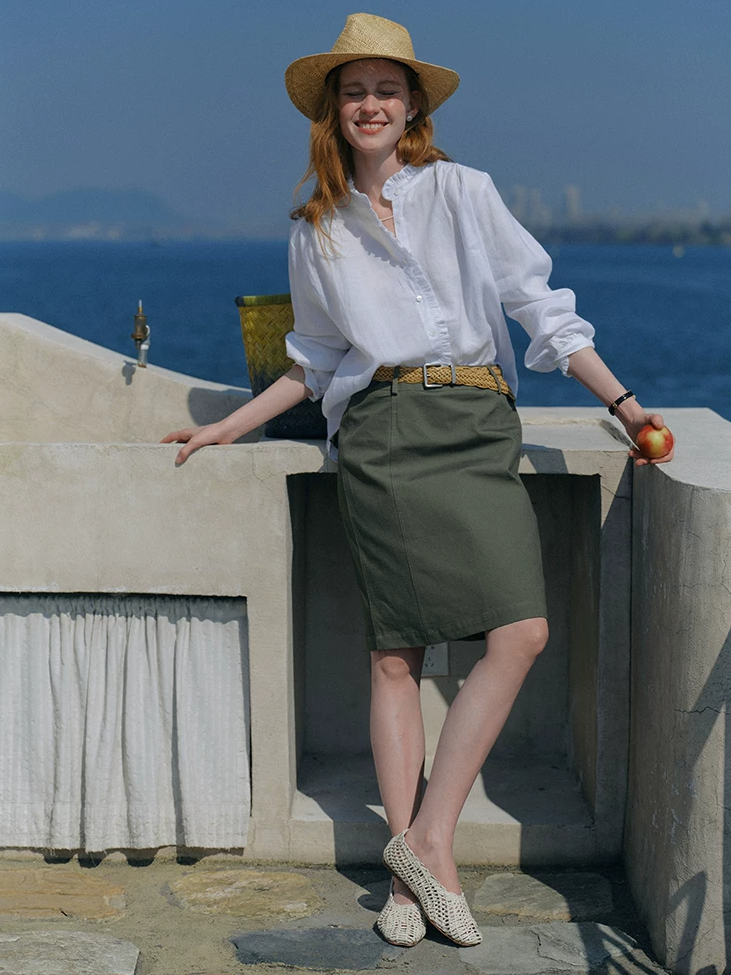 Mid-waist Straight Skirt