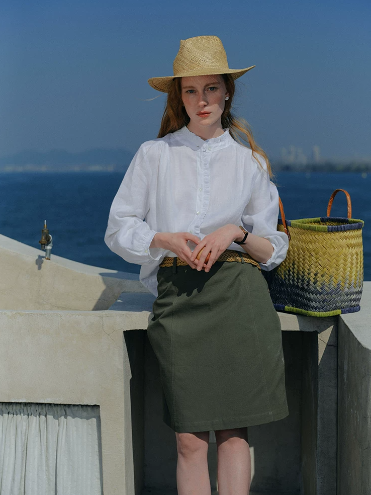 Mid-waist Straight Skirt