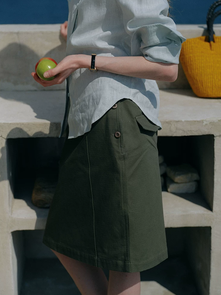 Mid-waist Straight Skirt
