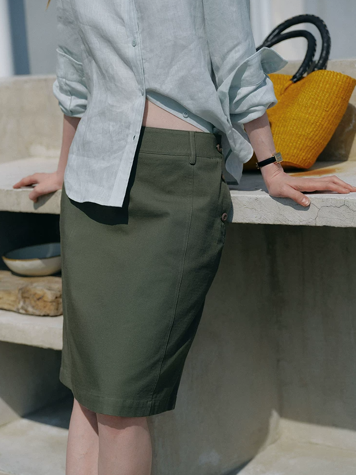 Mid-waist Straight Skirt