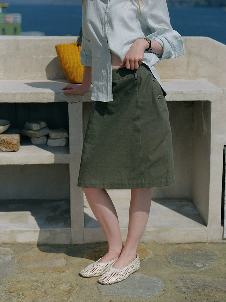 Mid-waist Straight Skirt