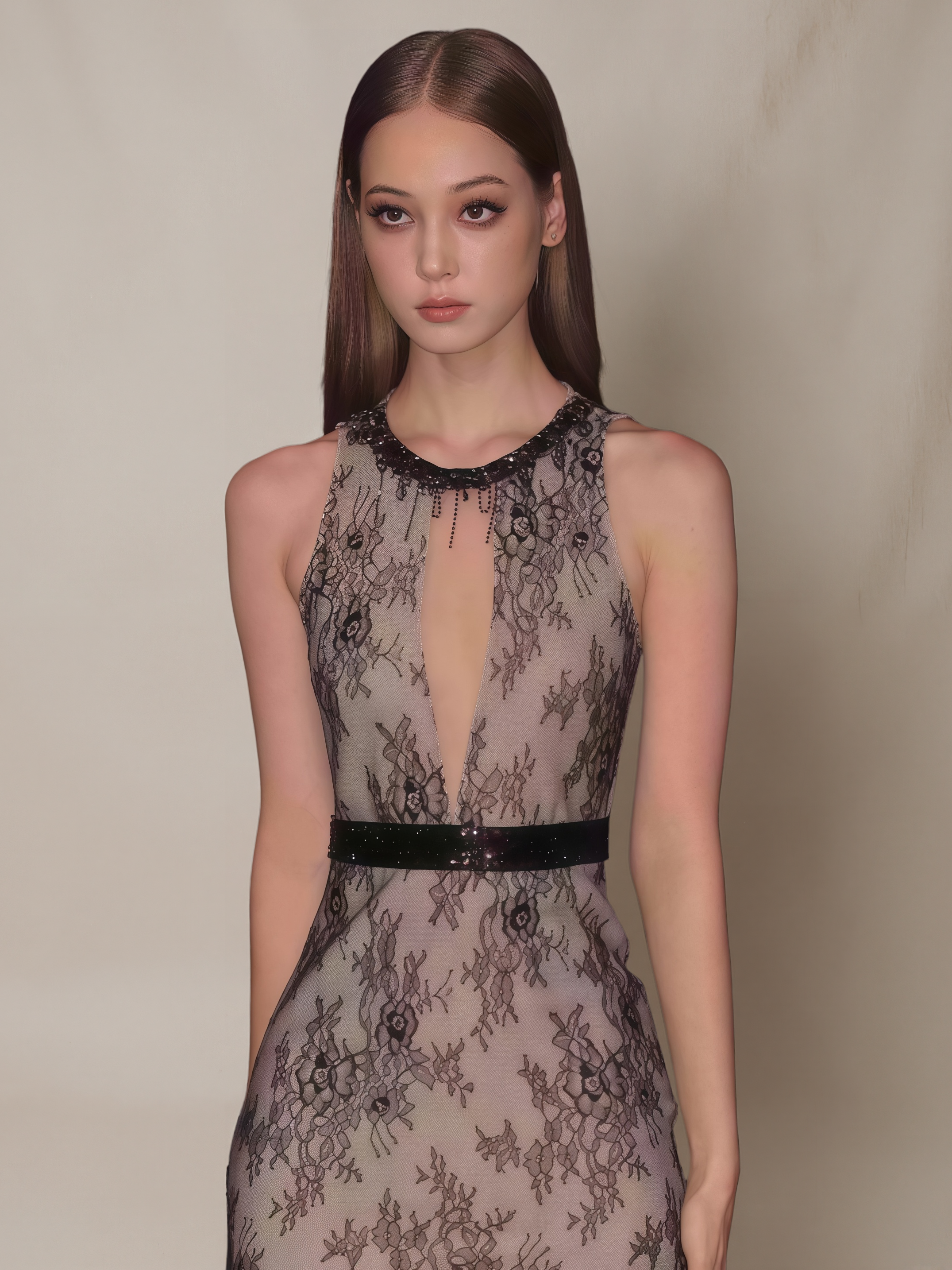 Black Cut-Out Lace Embroidered Dress