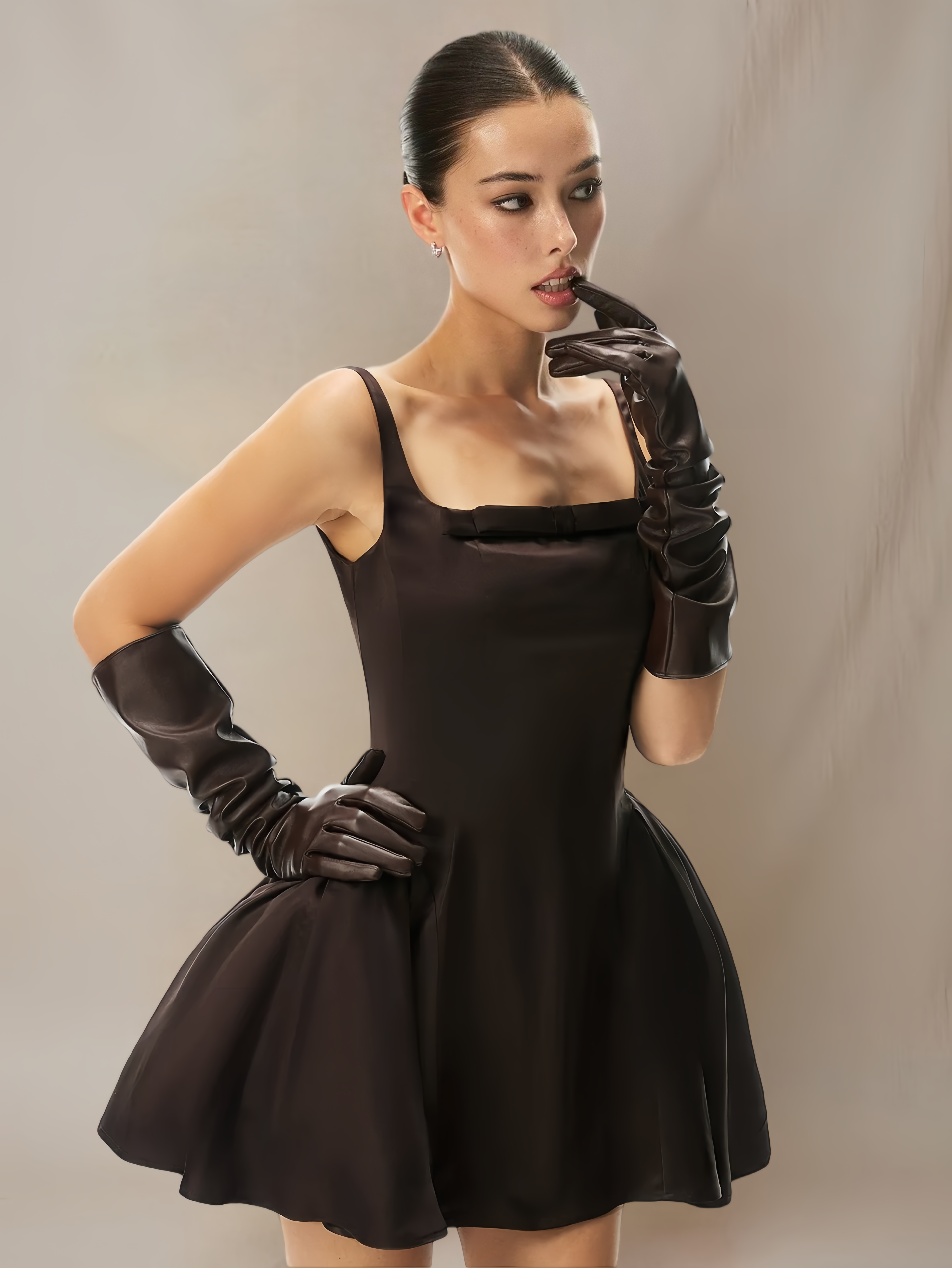 Satin Bow-Detail Camisole Mini Dress